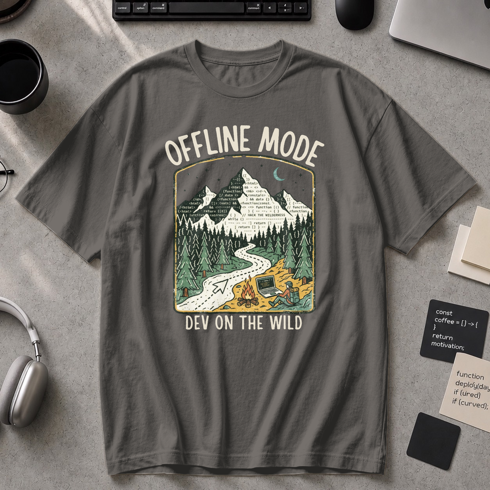 Offline Mode Dev On The Wild Premium Shirt - Pepper