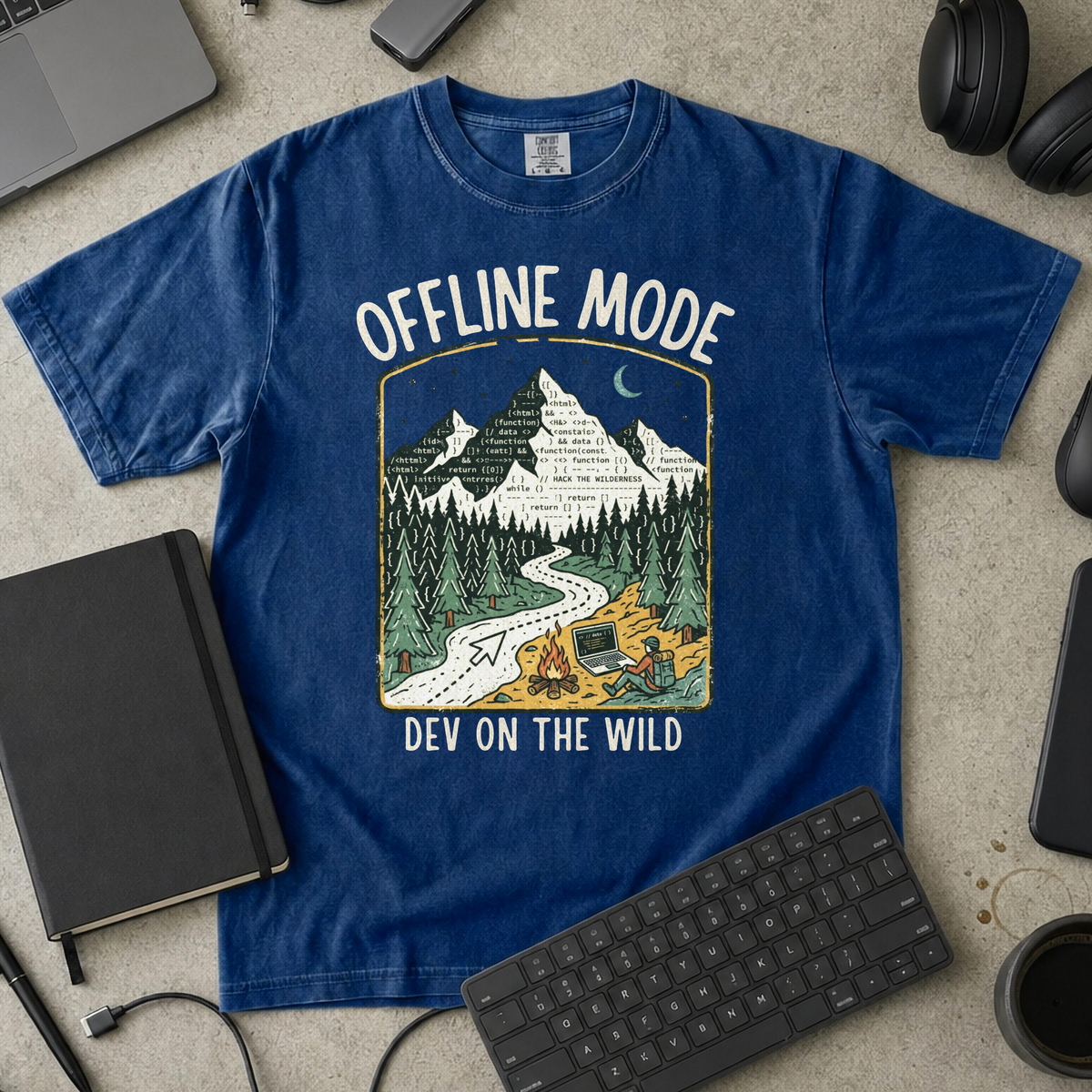 Offline Mode Dev On The Wild Premium Shirt — true navy Premium Shirt mock-up