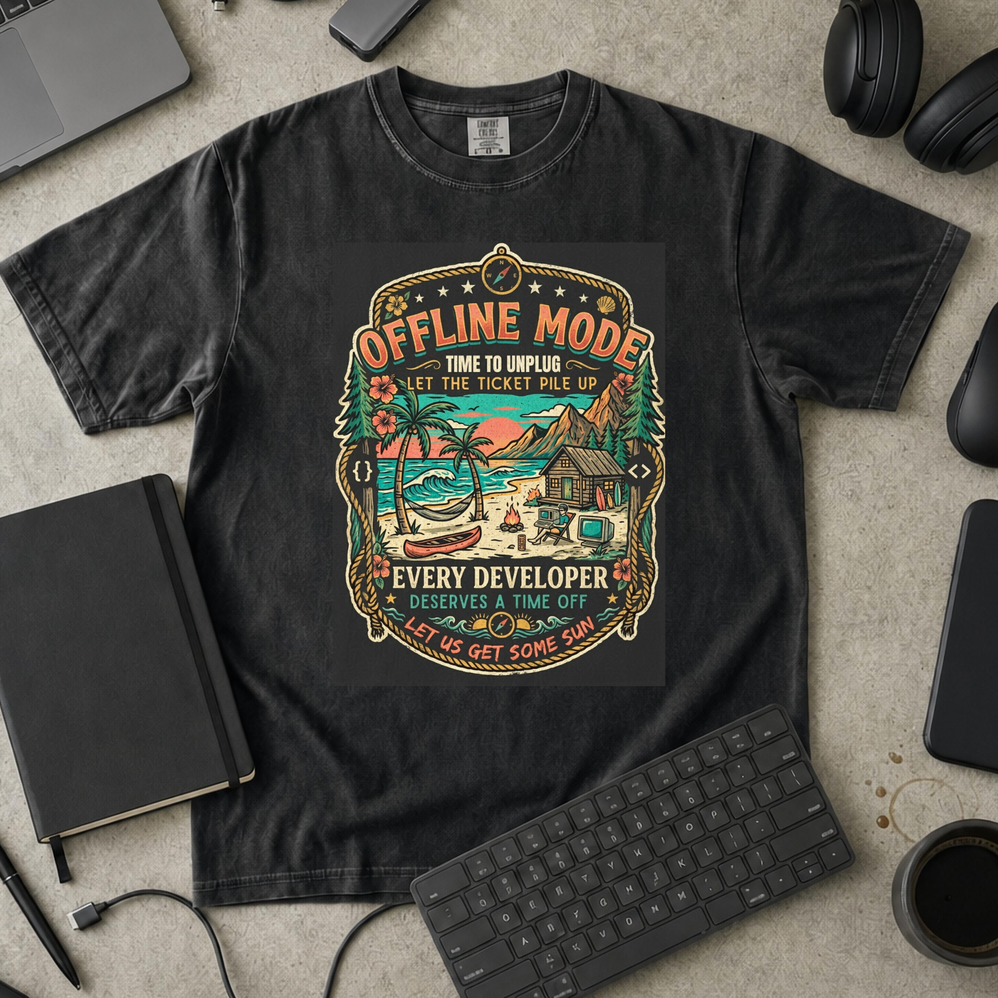 Offline Mode Unplug Premium Shirt — black Premium Shirt mock-up