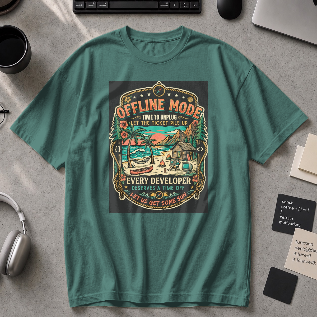 Offline Mode Unplug Premium Shirt - Blue Spruce