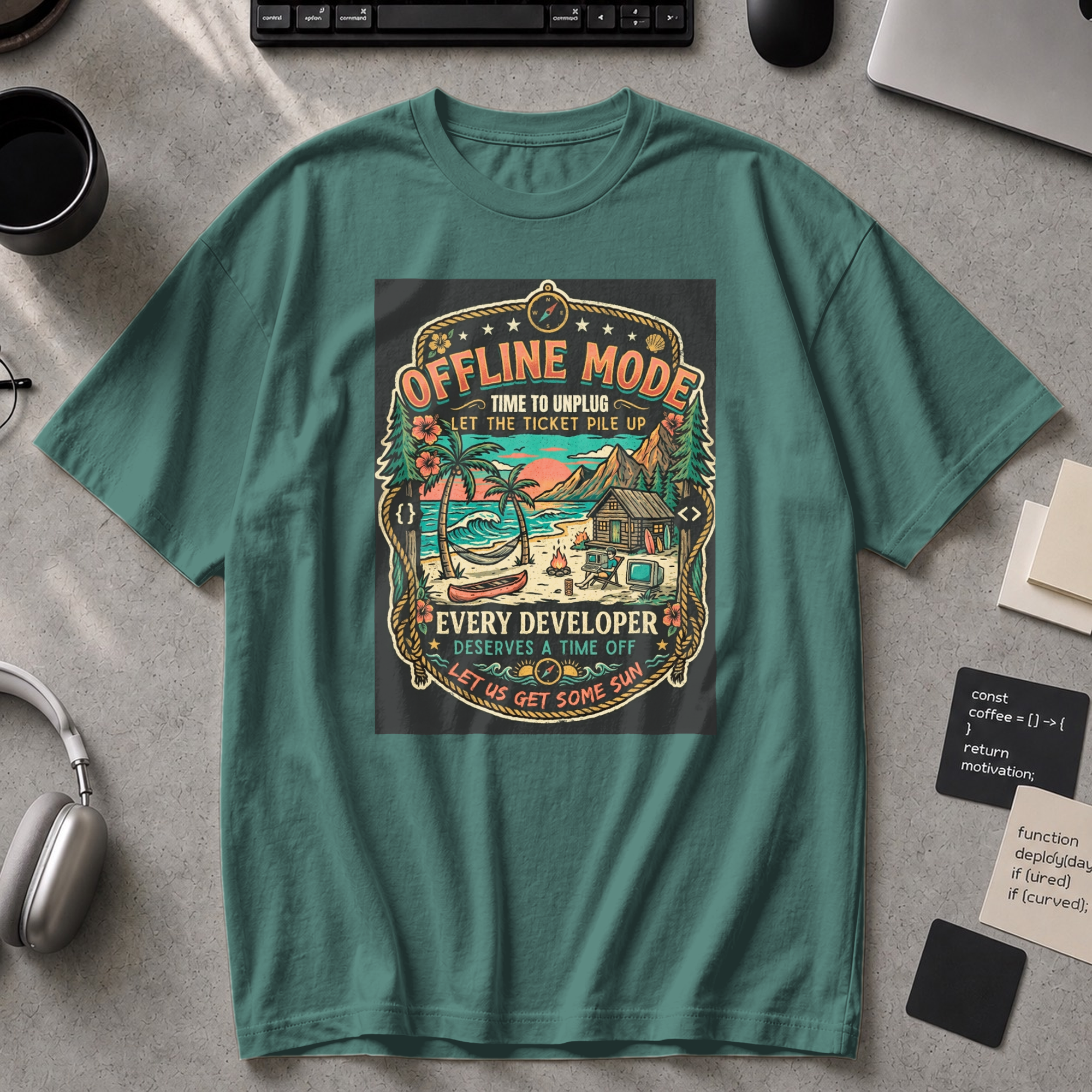 Offline Mode Unplug Premium Shirt - Blue Spruce