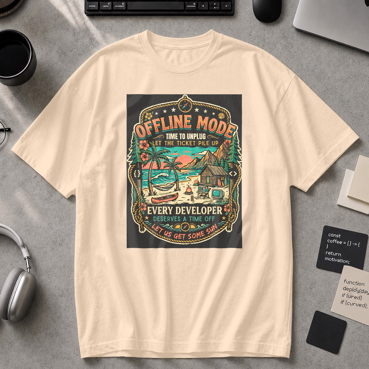 Offline Mode Unplug Premium Shirt - Ivory