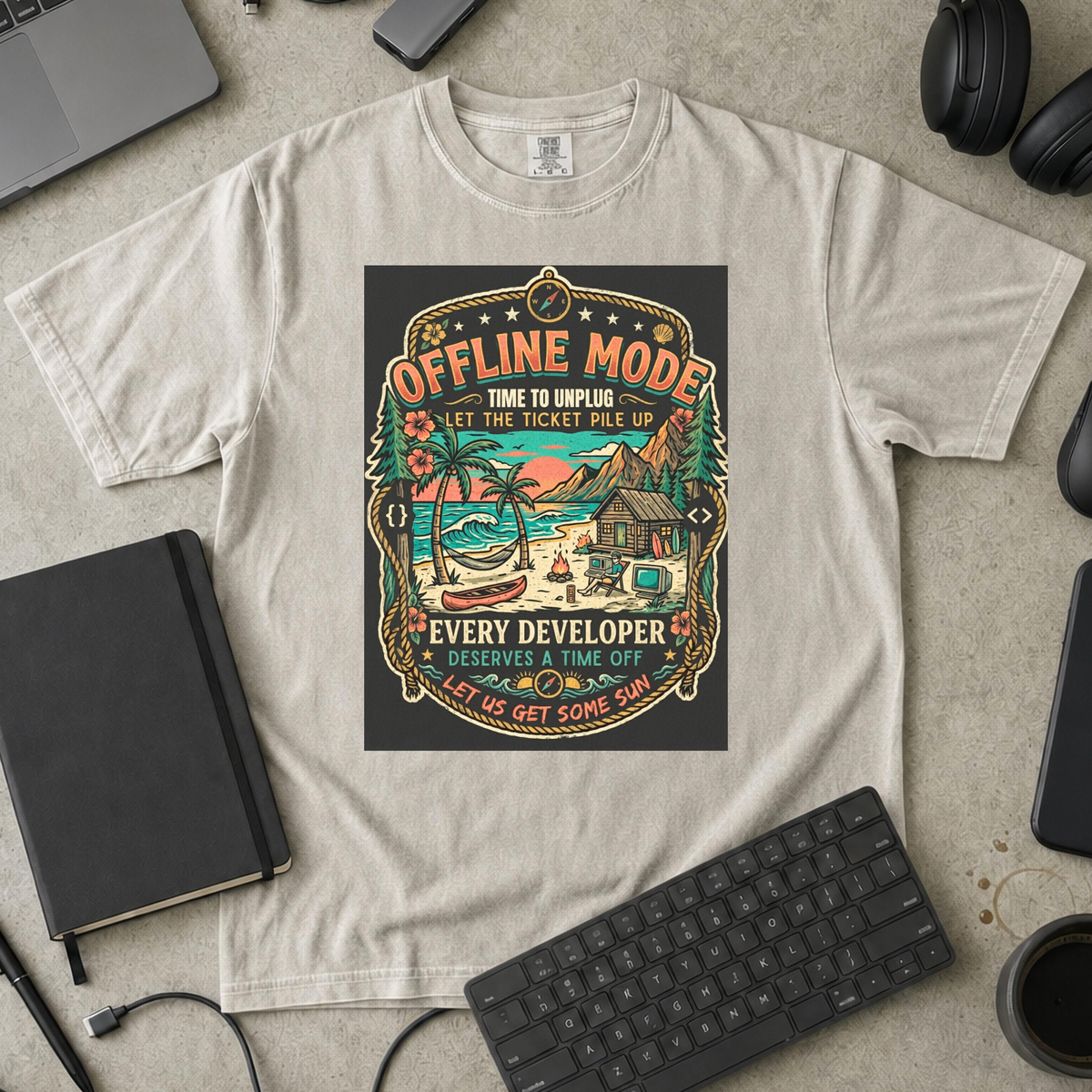 Offline Mode Unplug Premium Shirt — ivory Premium Shirt mock-up