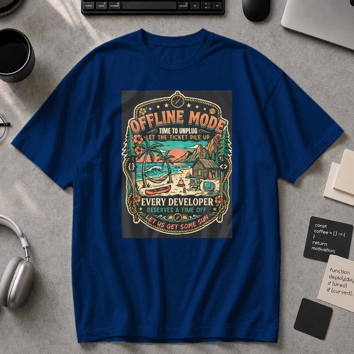 Offline Mode Unplug Premium Shirt - True Navy