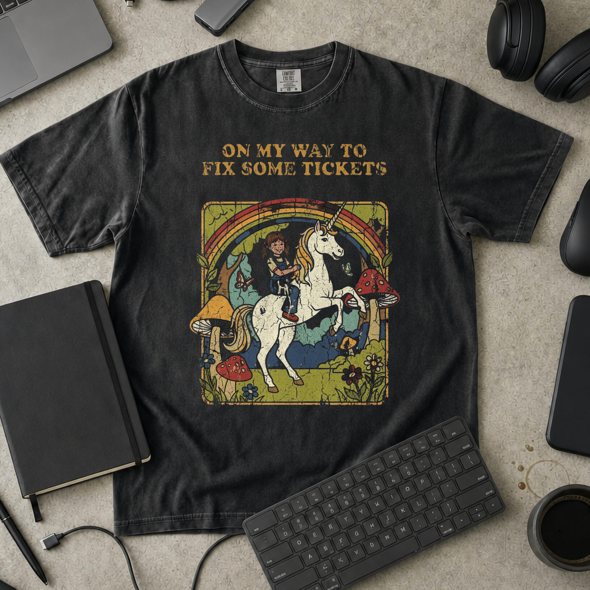 On My Way To Fix Some Tickets Premium Shirt — black Premium Shirt mock-up