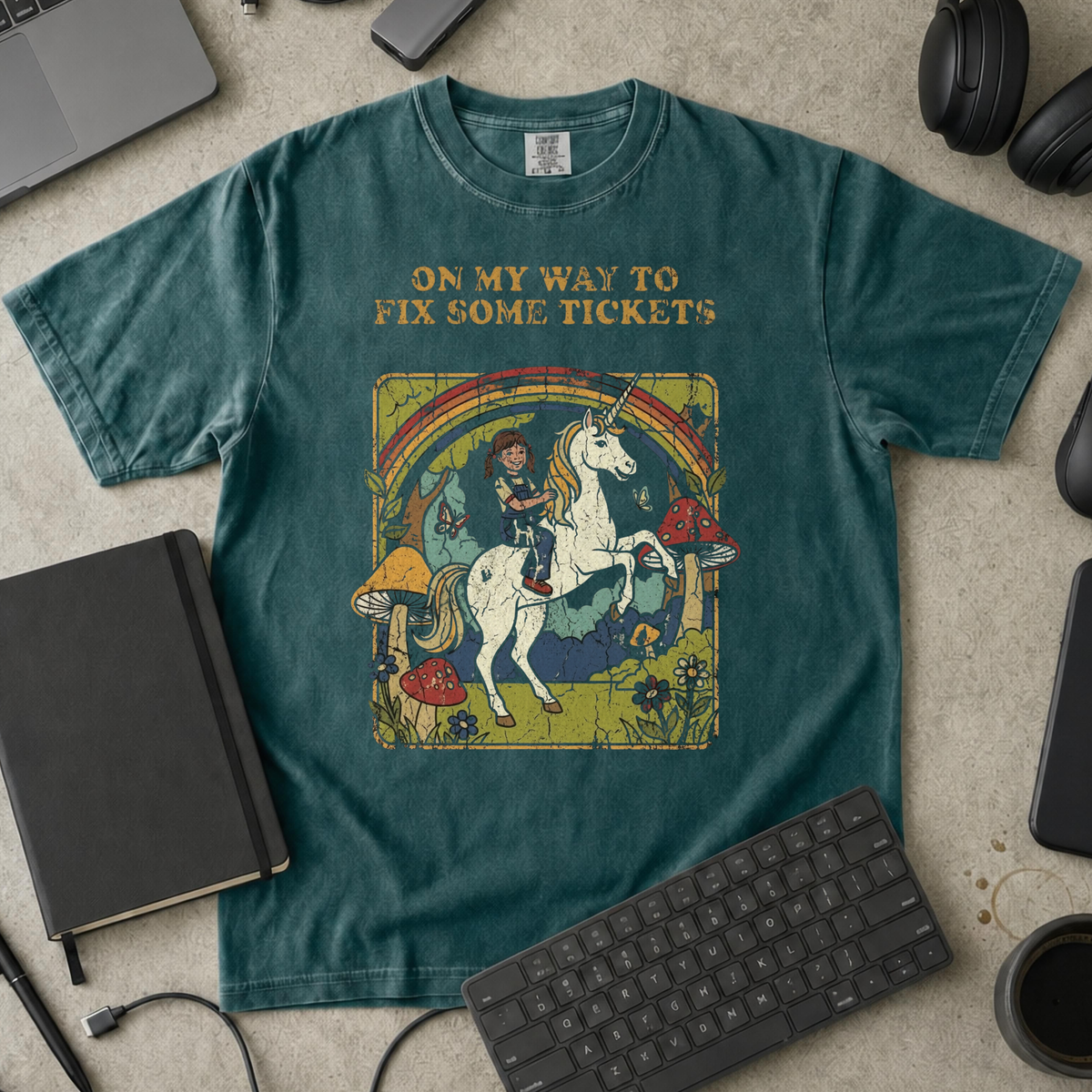 On My Way To Fix Some Tickets Premium Shirt — blue spruce Premium Shirt mock-up