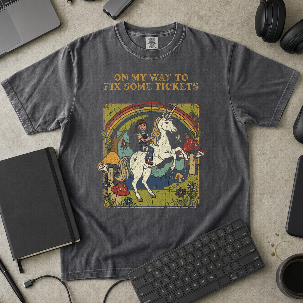 On My Way To Fix Some Tickets Premium Shirt — pepper Premium Shirt mock-up