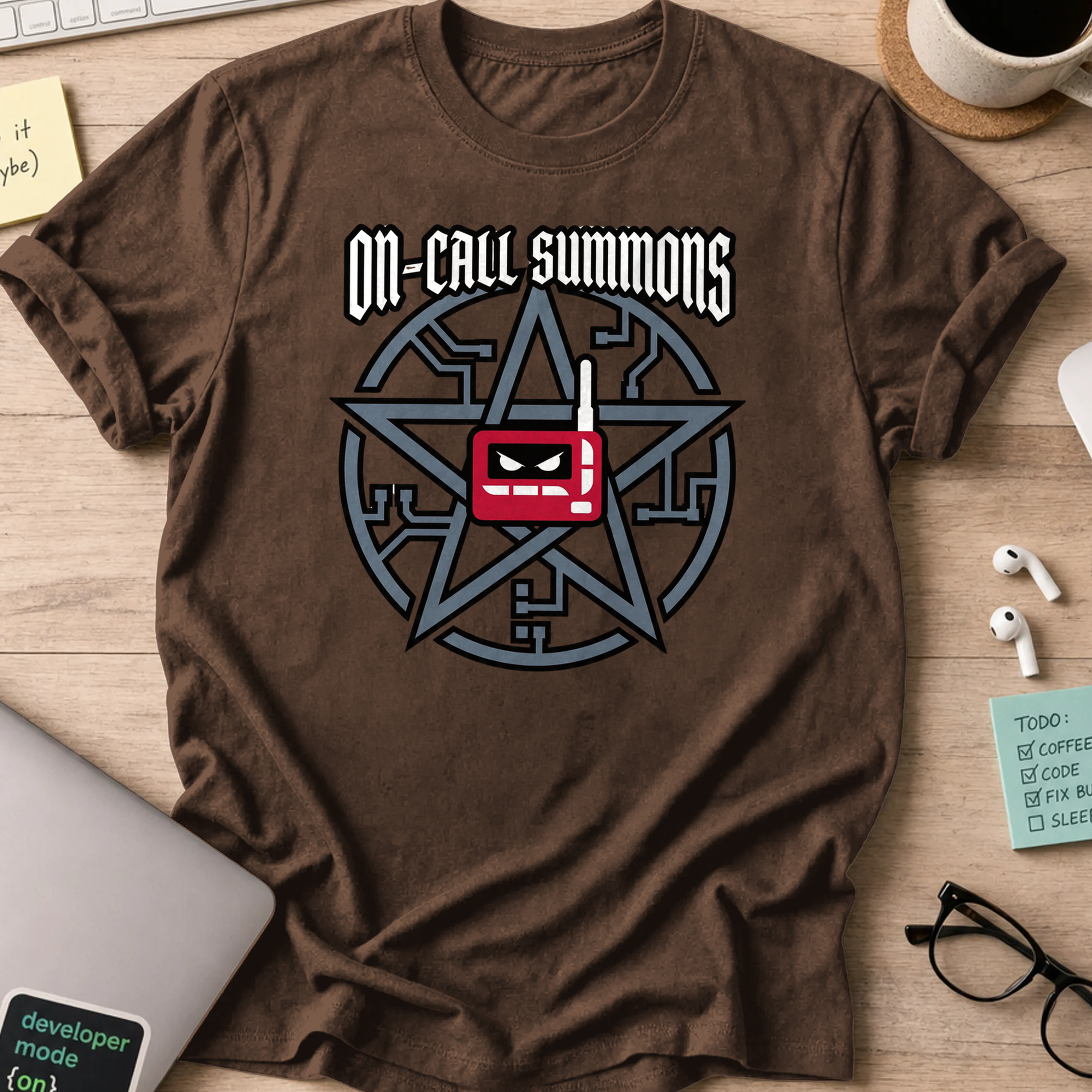 on call summons shirt - Dark Chocolate