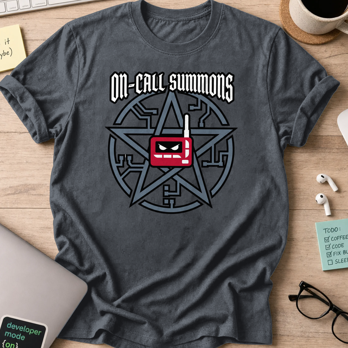 on call summons shirt - Dark Heather