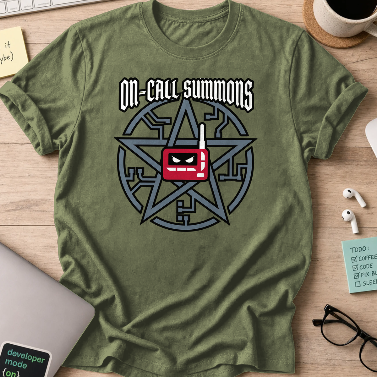 on call summons shirt - Military Green