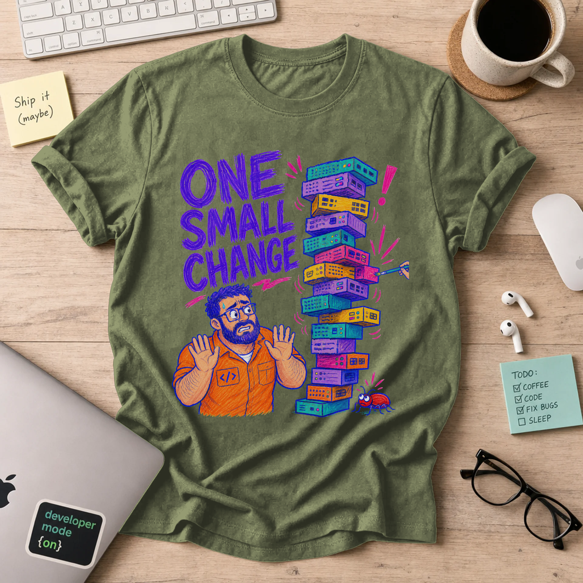One Small Change Shirt — Military Green
