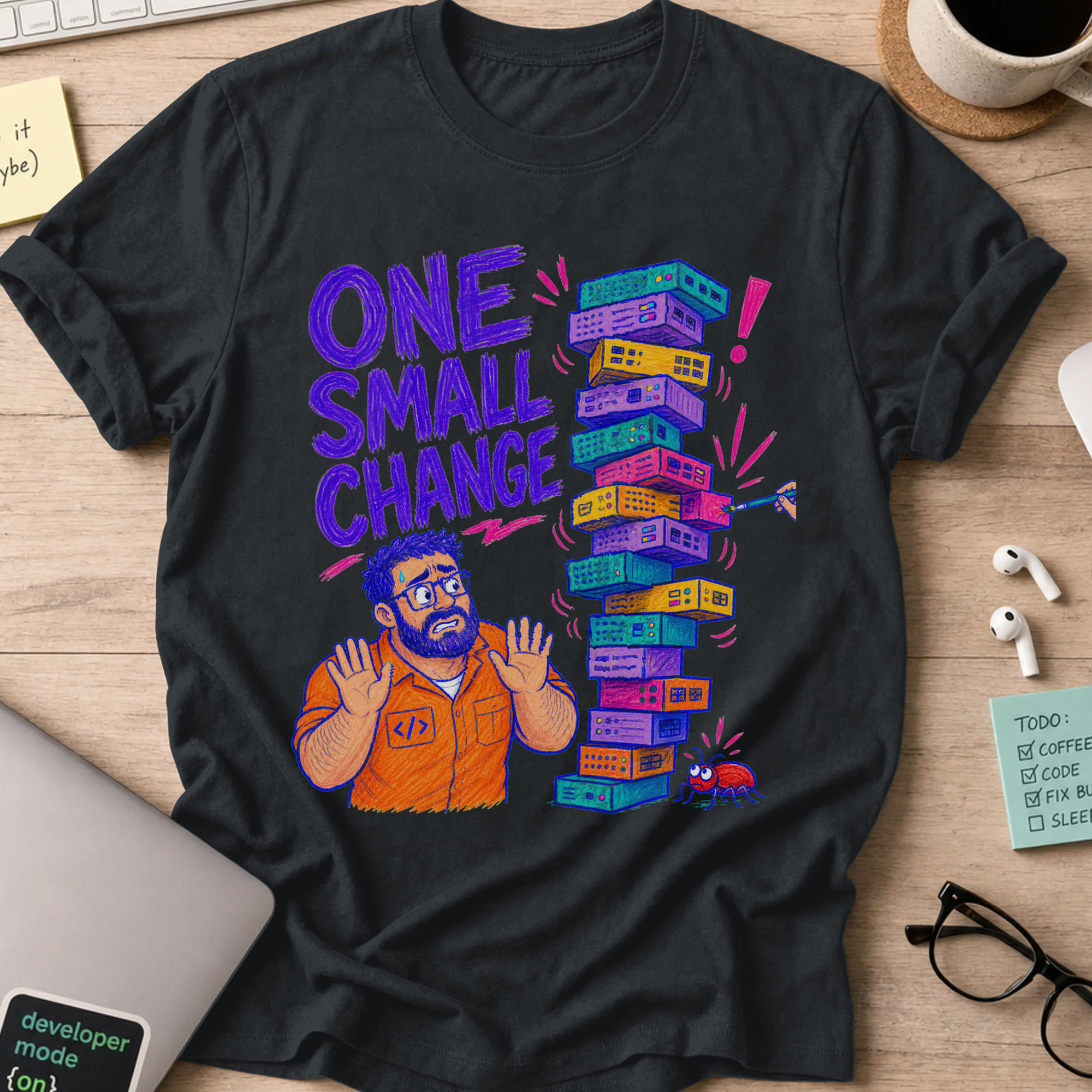 One Small Change Shirt — Black storefront mockup