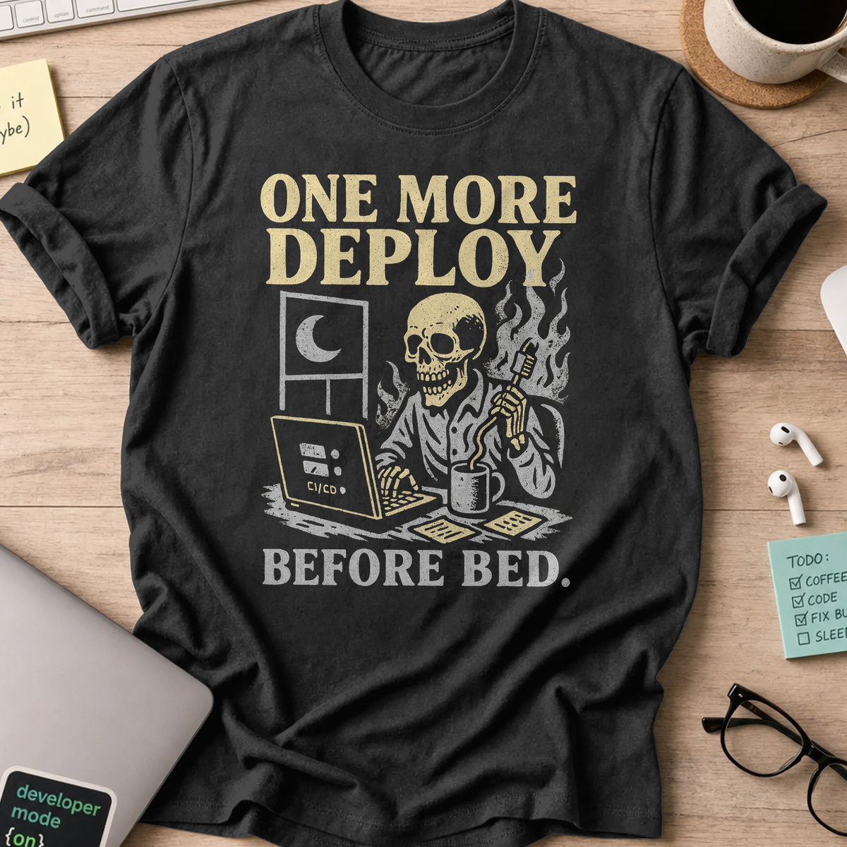 one more deploy before bed skeleton shirt - Black