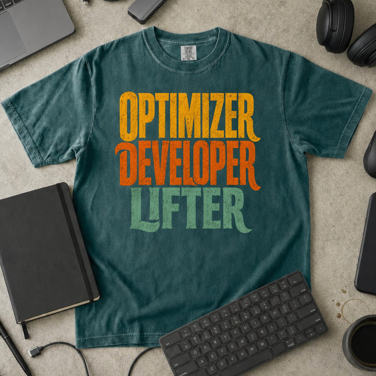 Optimizer Developer Lifter Premium Shirt — blue spruce Premium Shirt mock-up