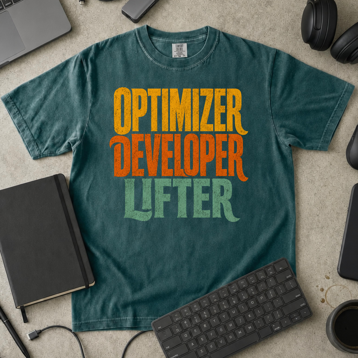 Optimizer Developer Lifter Premium Shirt — blue spruce Premium Shirt mock-up