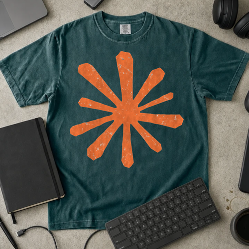 Orange Asterisk Shirt — Blue Spruce Comfort Colors 1717 flat lay