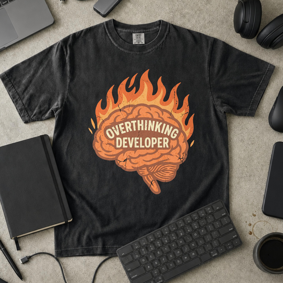 Overthinking Developer Premium Shirt — black Premium Shirt mock-up