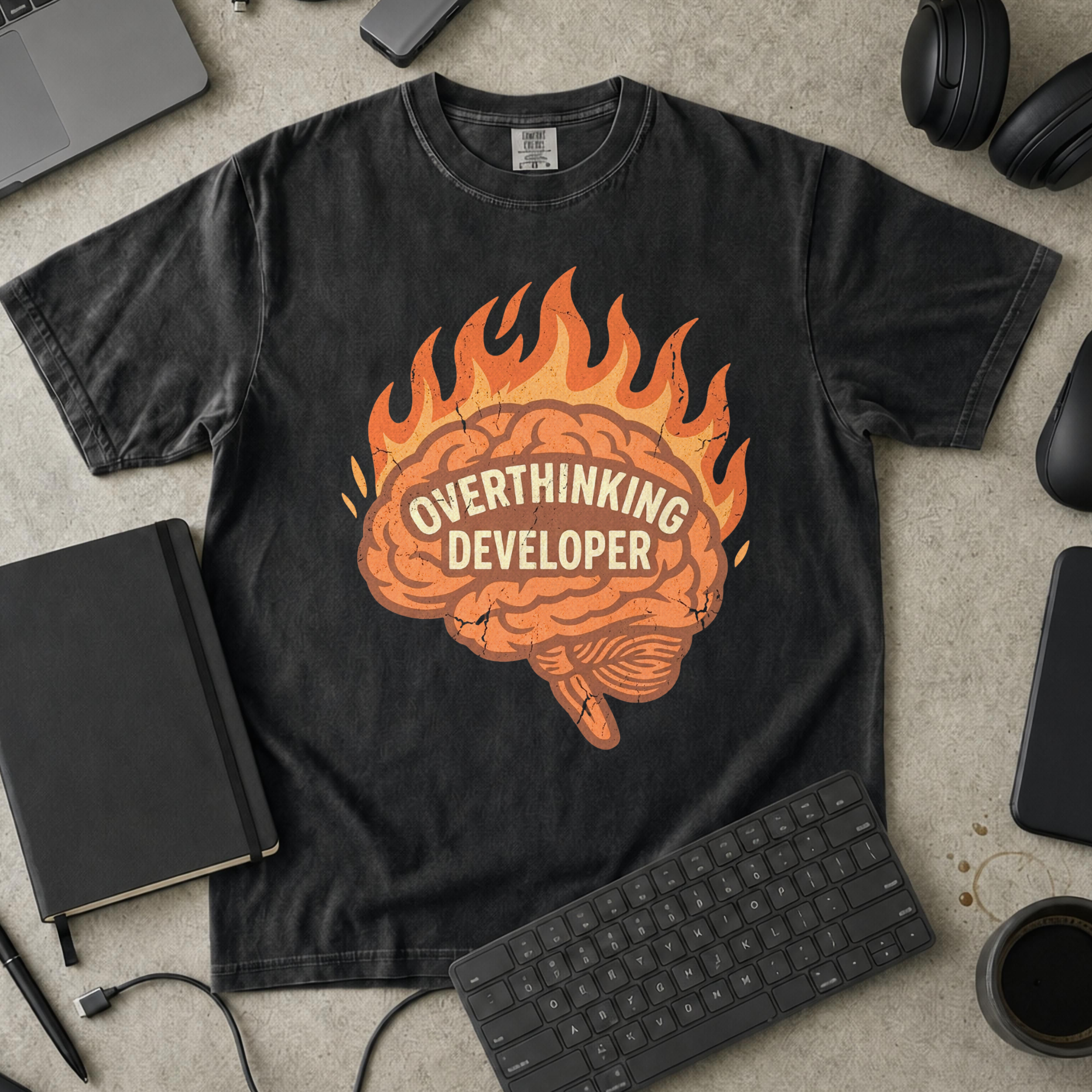 Overthinking Developer Premium Shirt — black Premium Shirt mock-up
