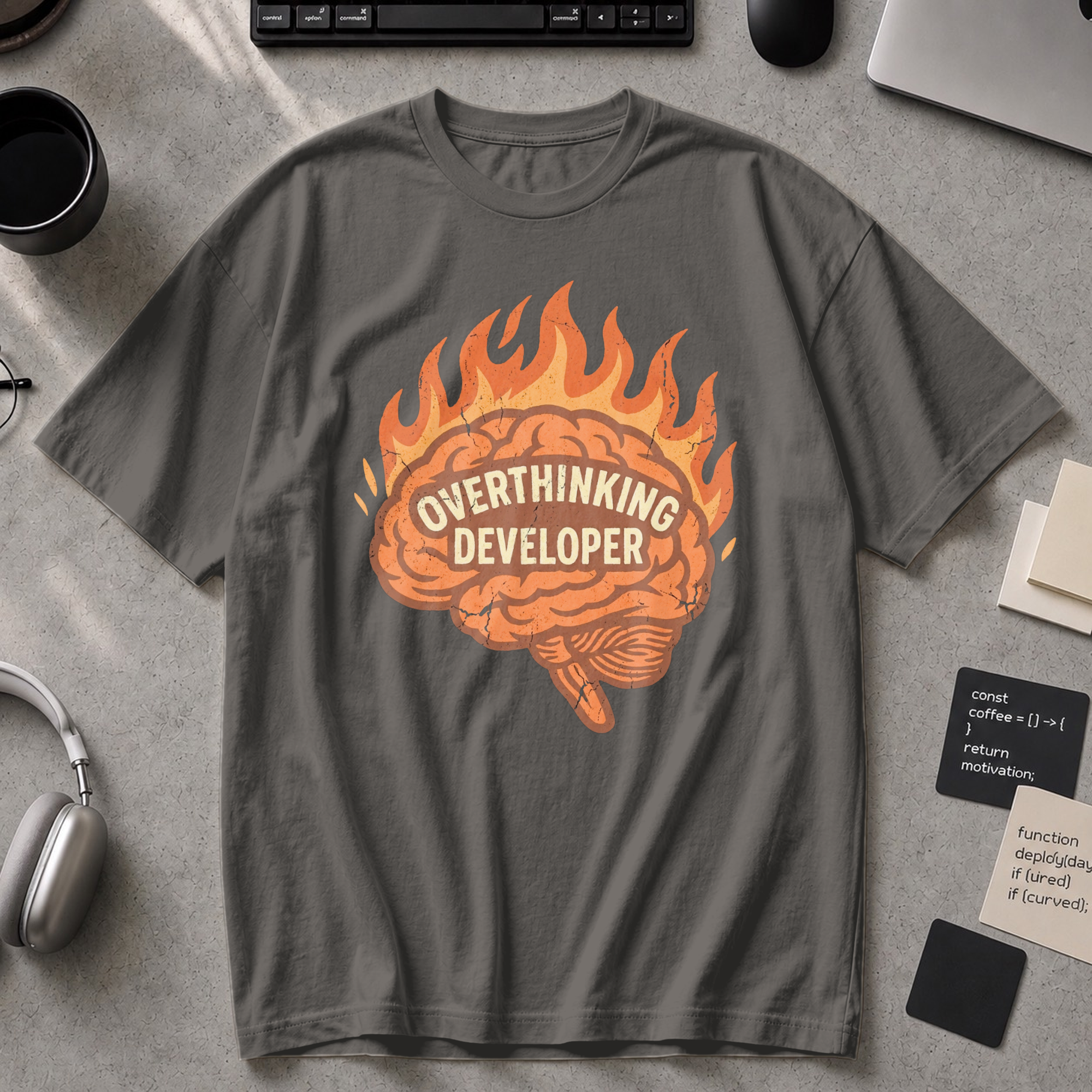 Overthinking Developer Premium Shirt - Pepper