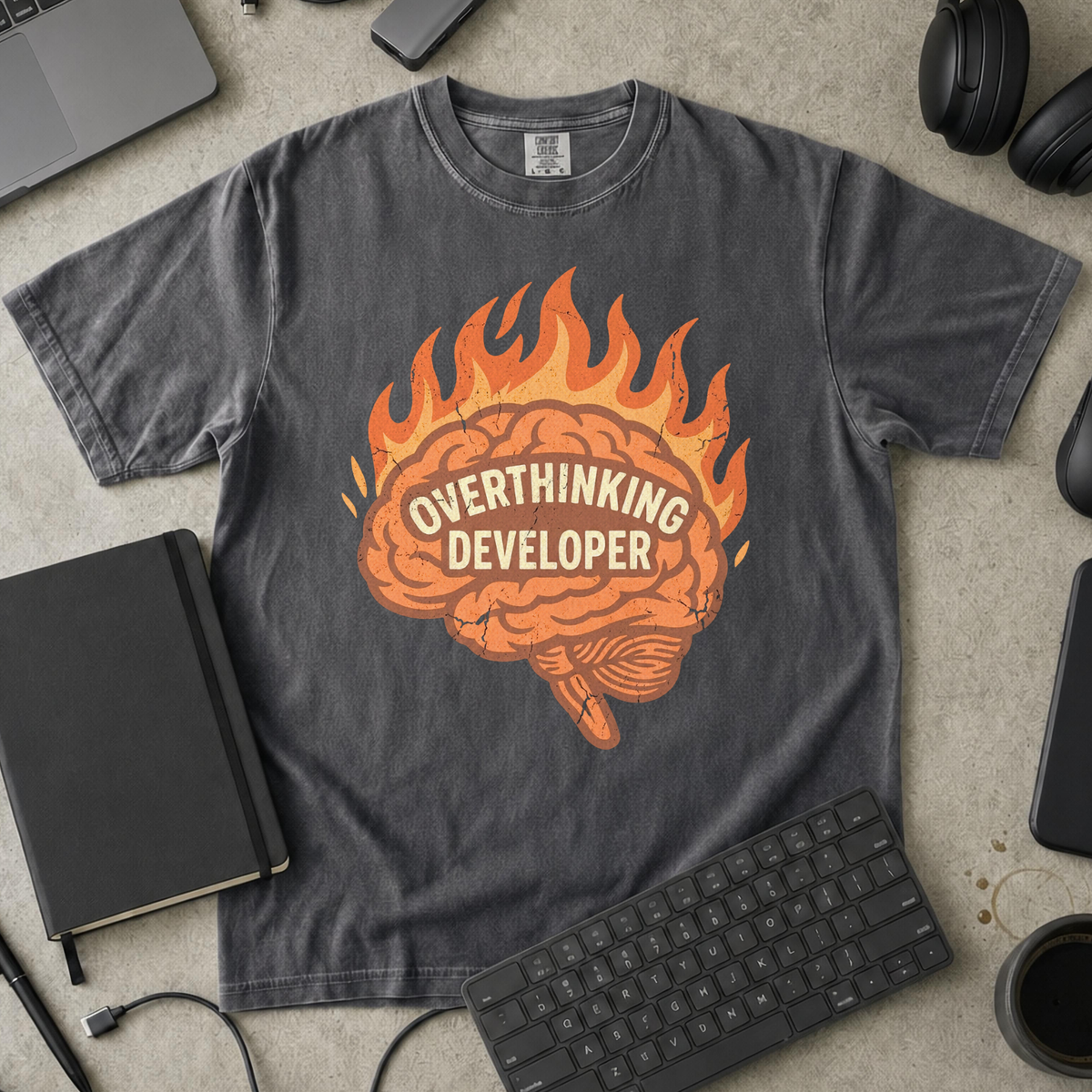 Overthinking Developer Premium Shirt — pepper Premium Shirt mock-up