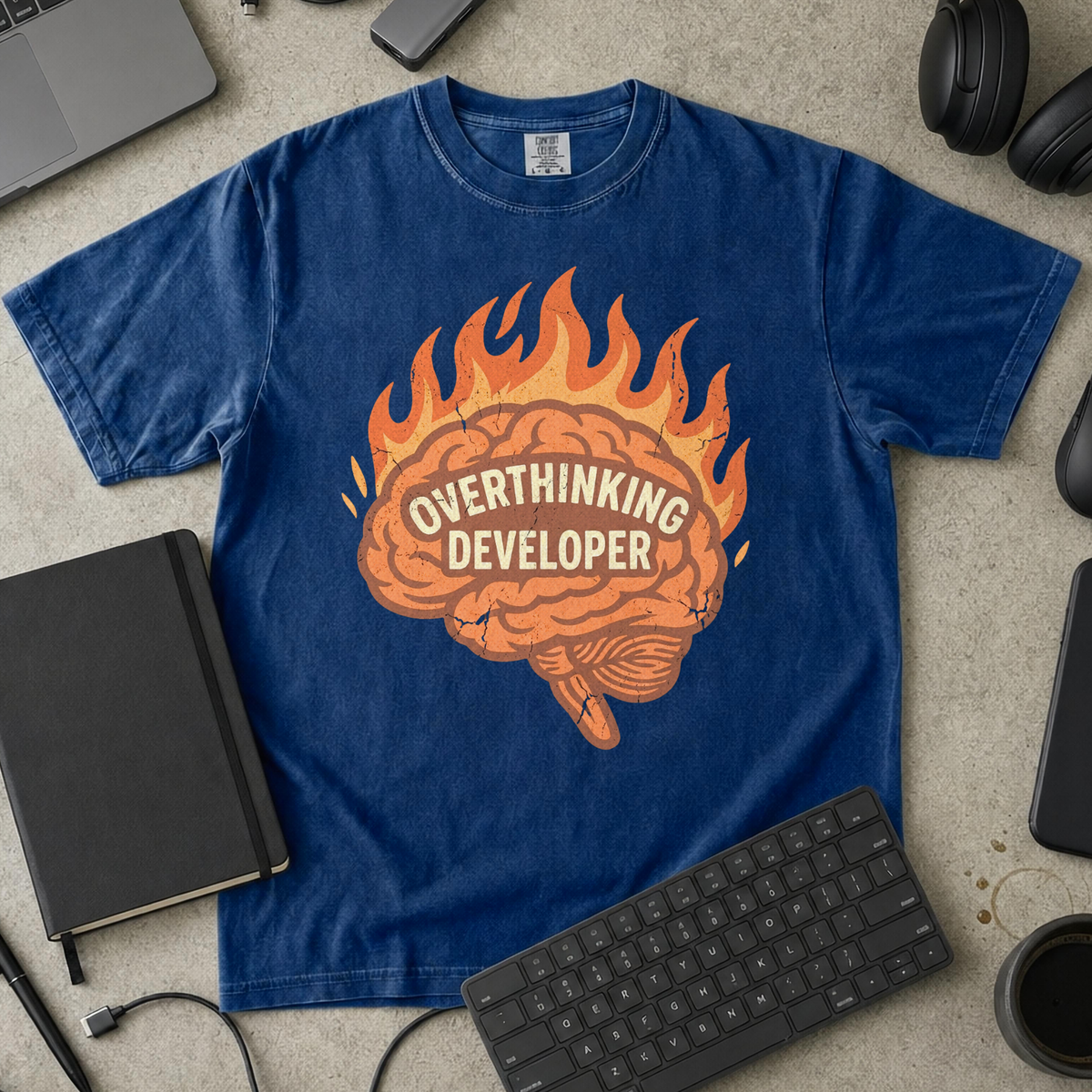 Overthinking Developer Premium Shirt — true navy Premium Shirt mock-up