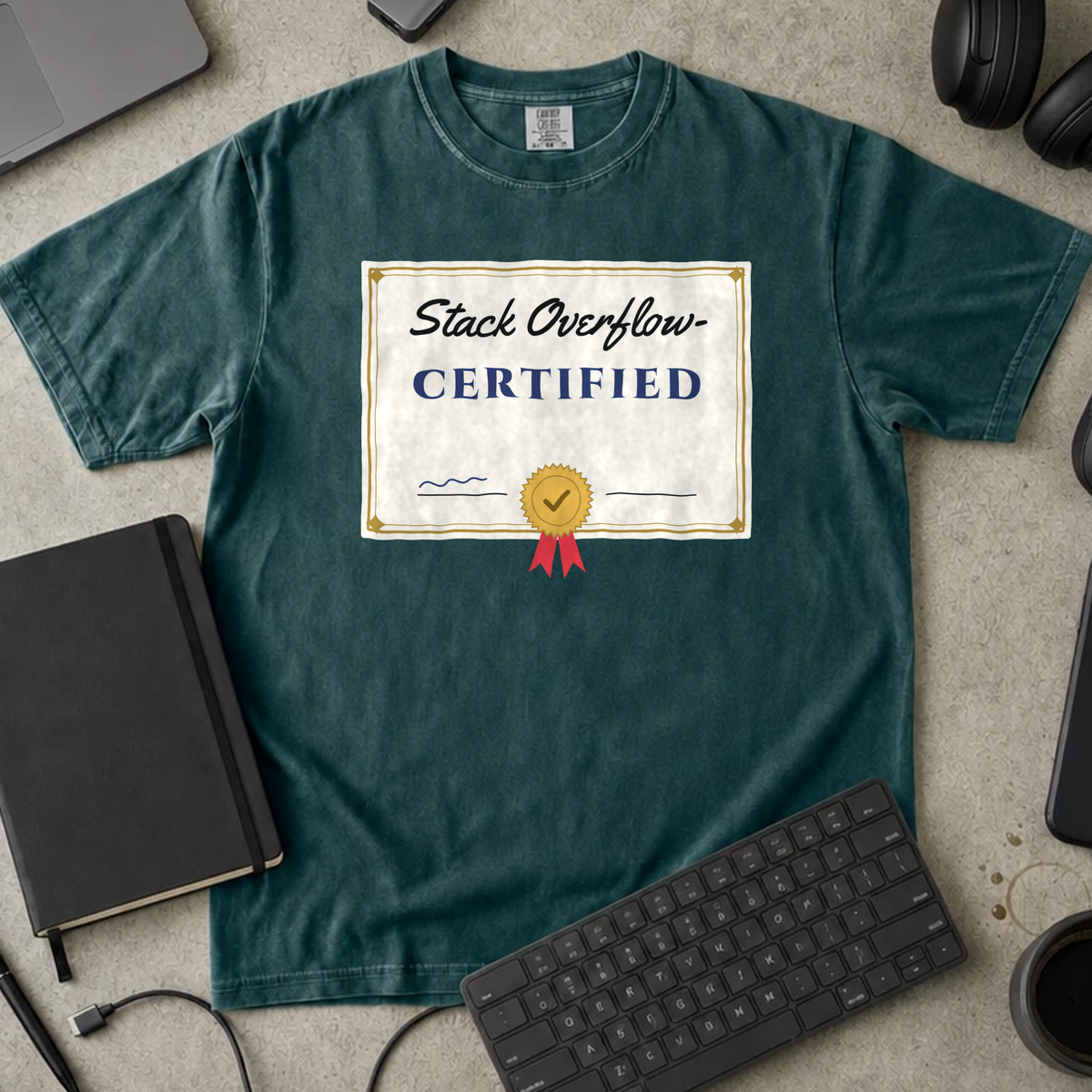 Forum Certified Programmer Shirt — Blue Spruce Comfort Colors 1717 flat lay