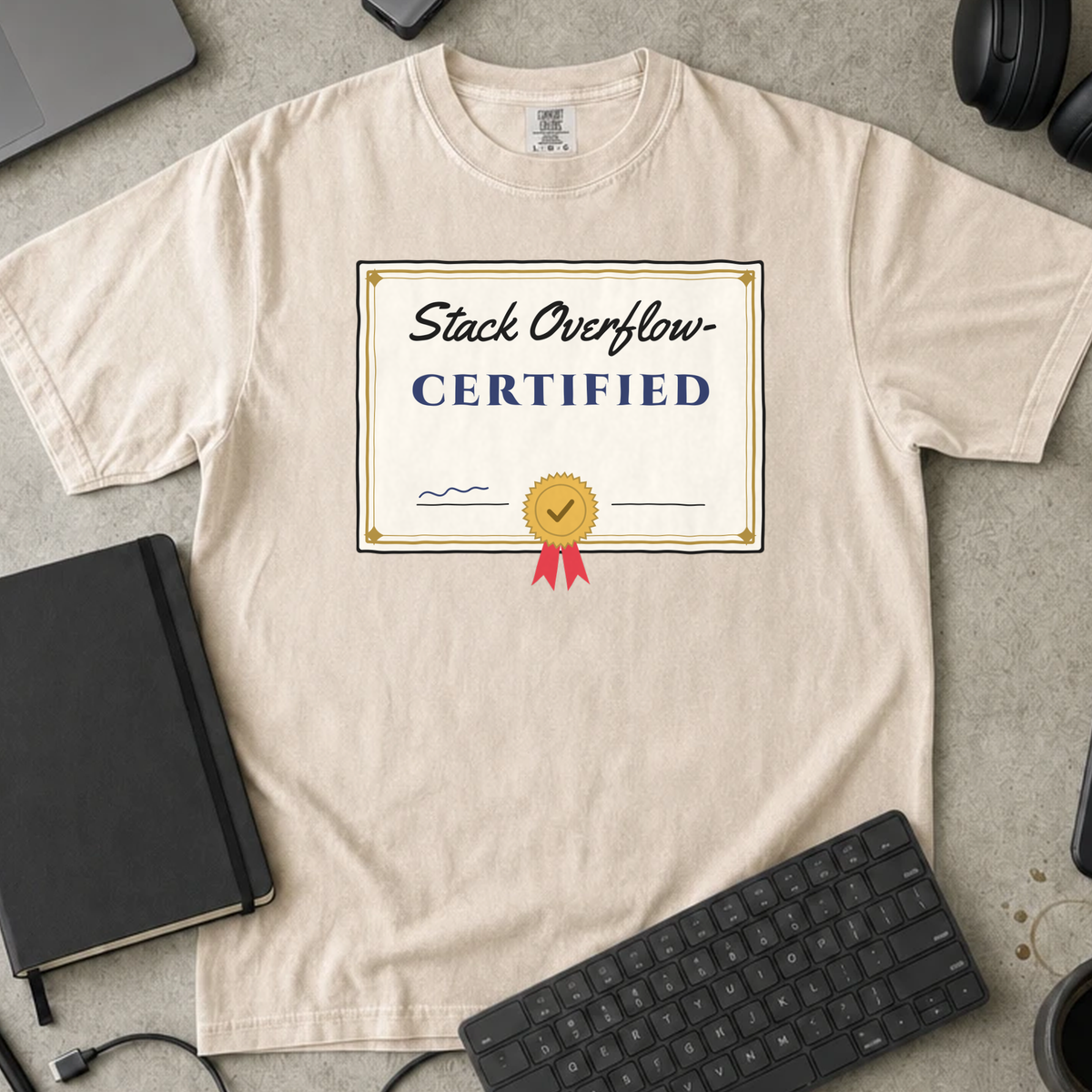 Forum Certified Programmer Shirt — Ivory Comfort Colors 1717 flat lay
