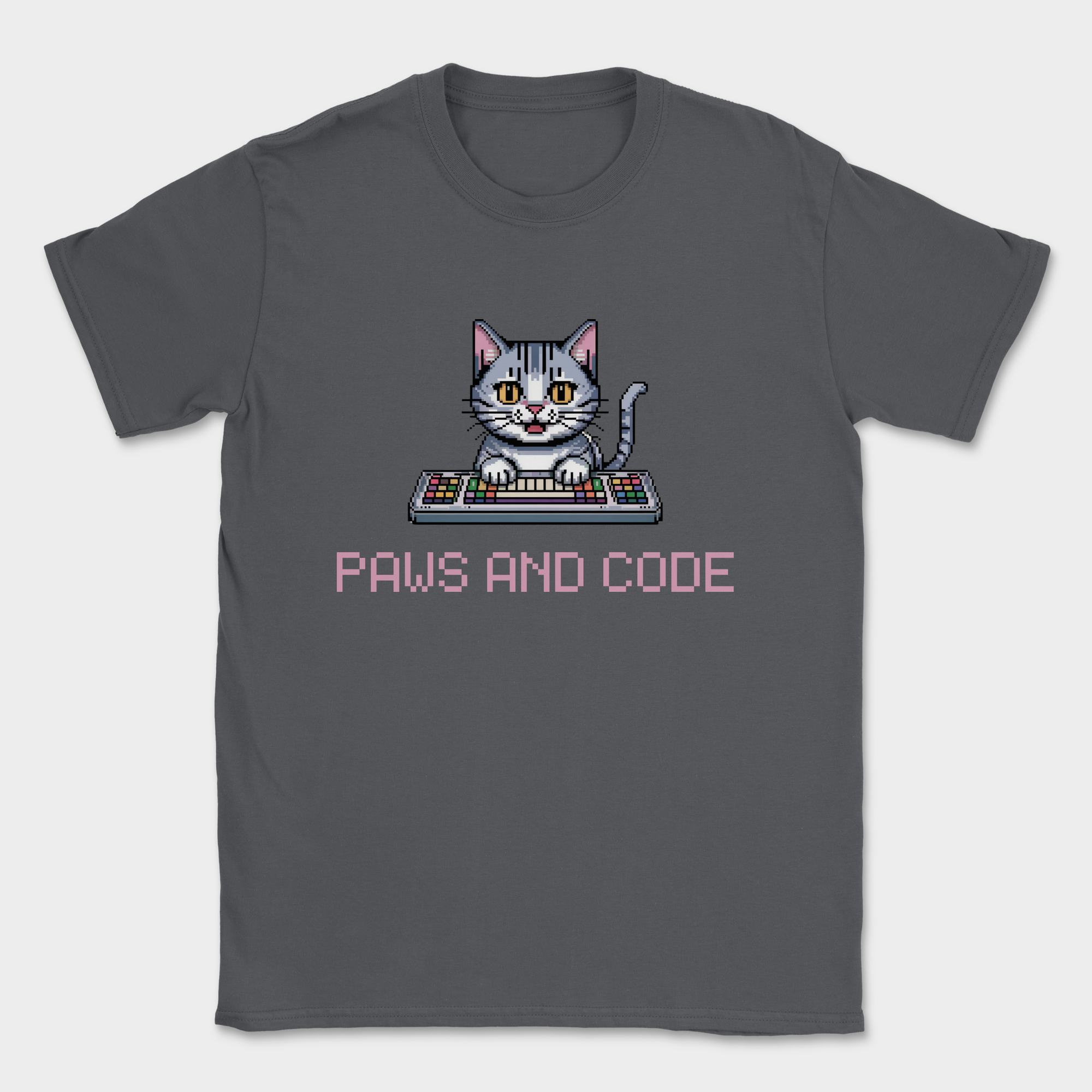 Paws and code shirt — Dark Heather Grey