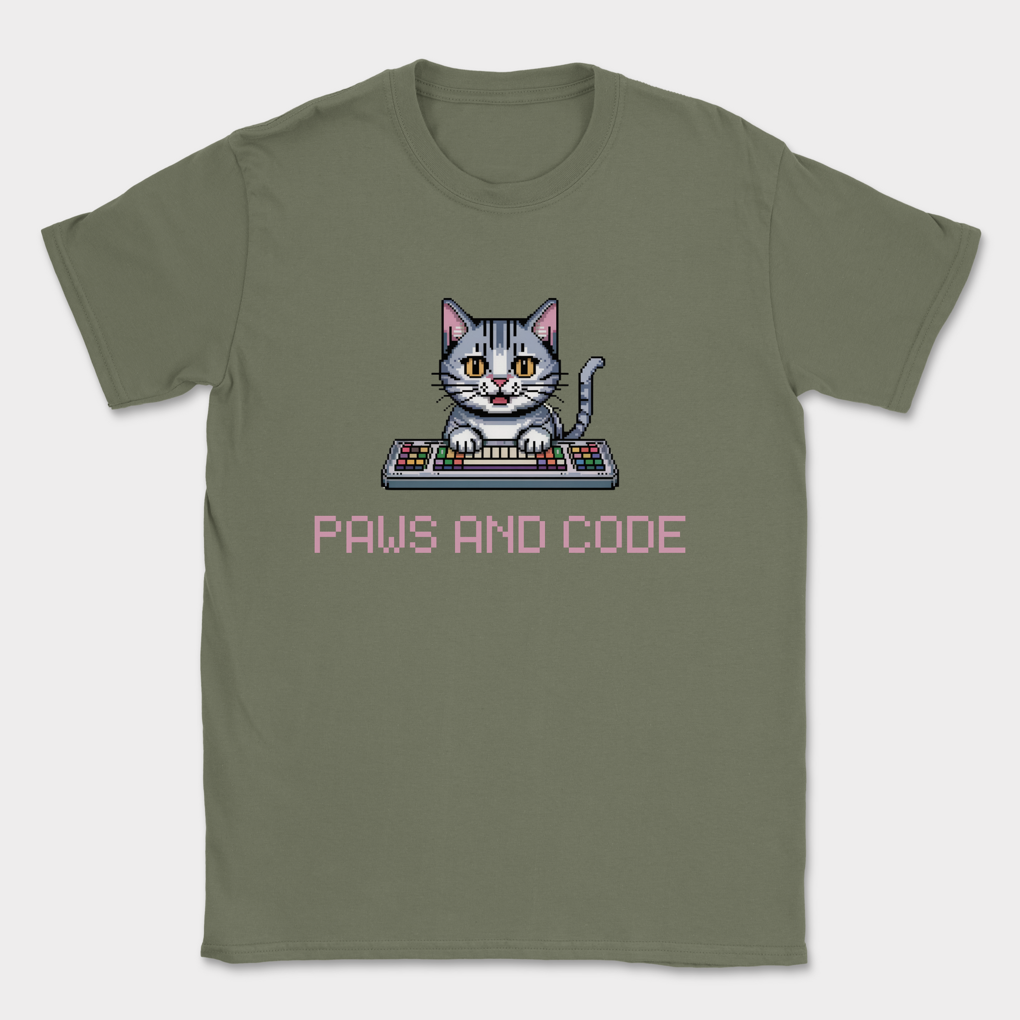 Paws and code shirt — Military Green