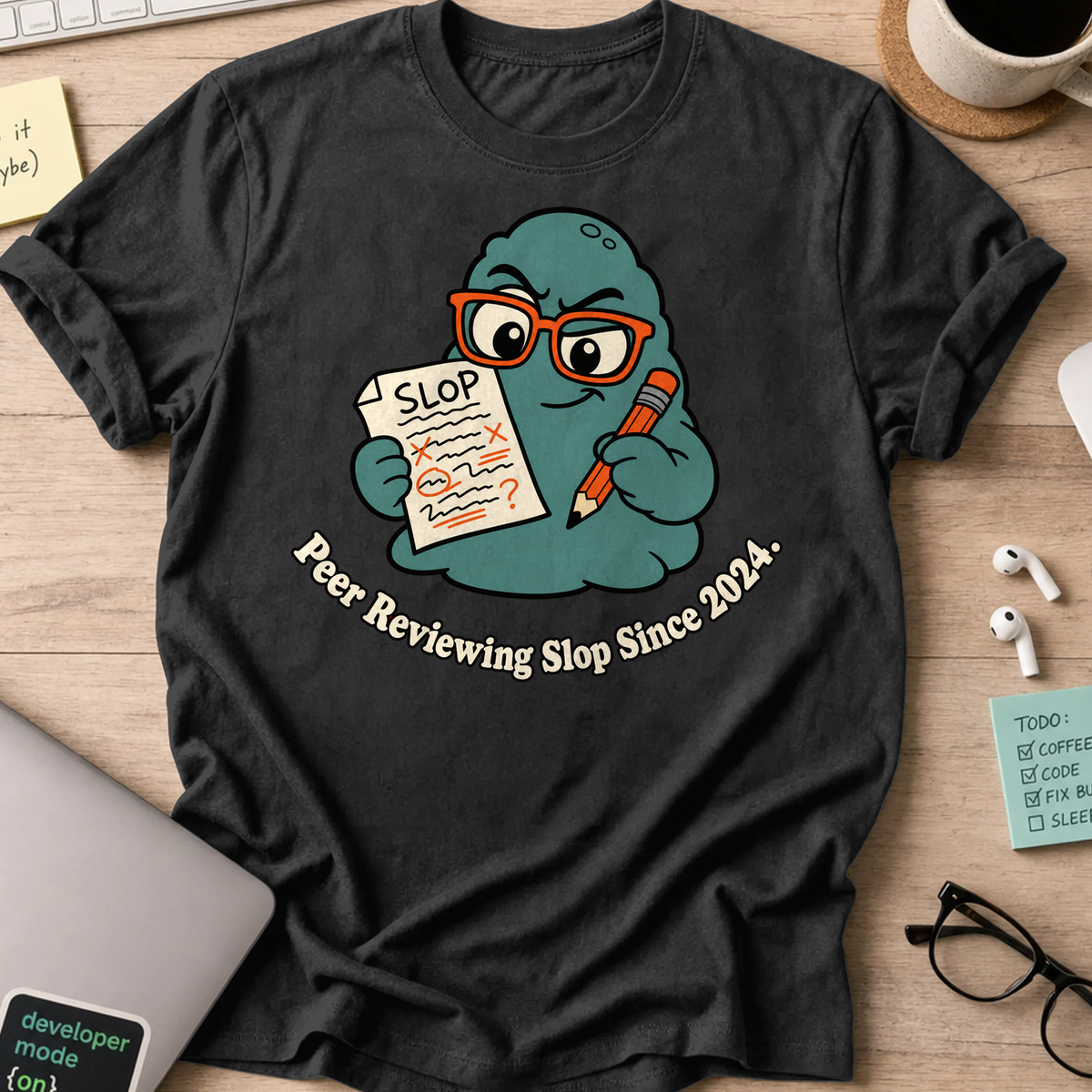 Peer Reviewing Slop Since 2024 Shirt - Black