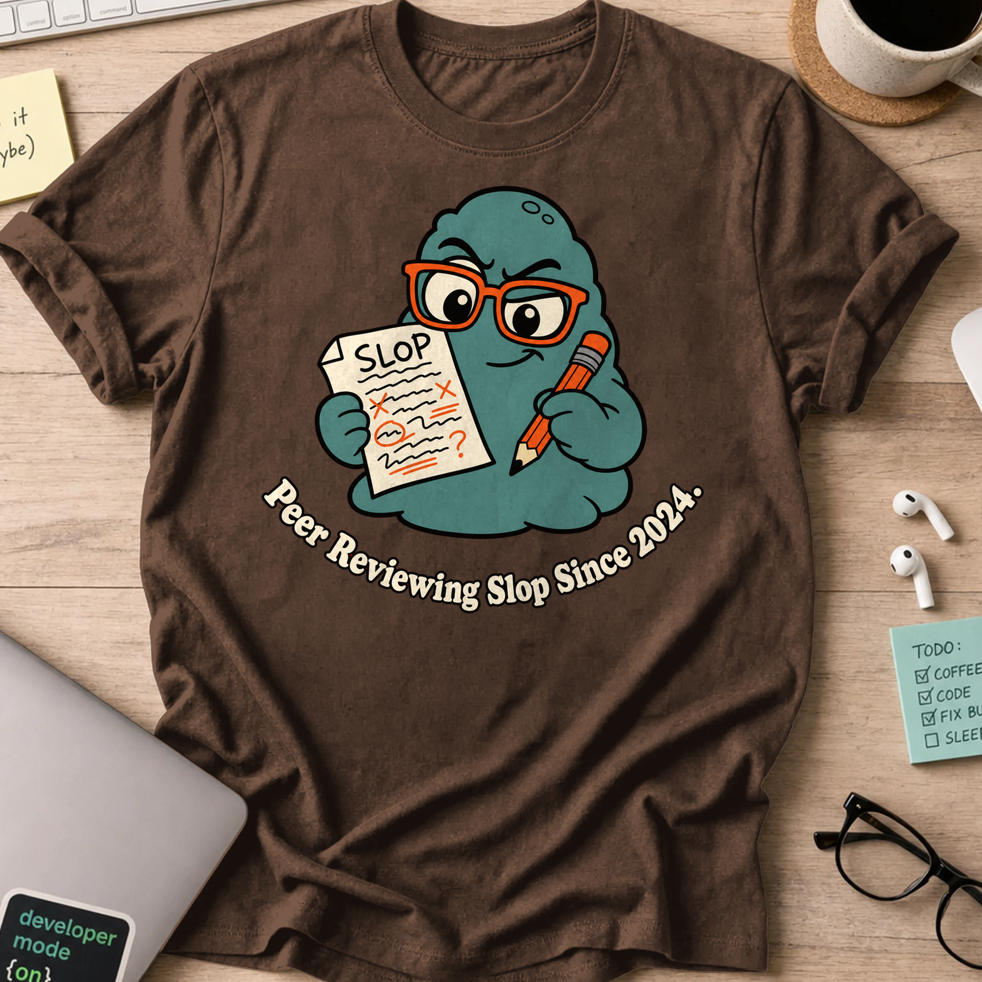 Peer Reviewing Slop Since 2024 Shirt - Dark Chocolate