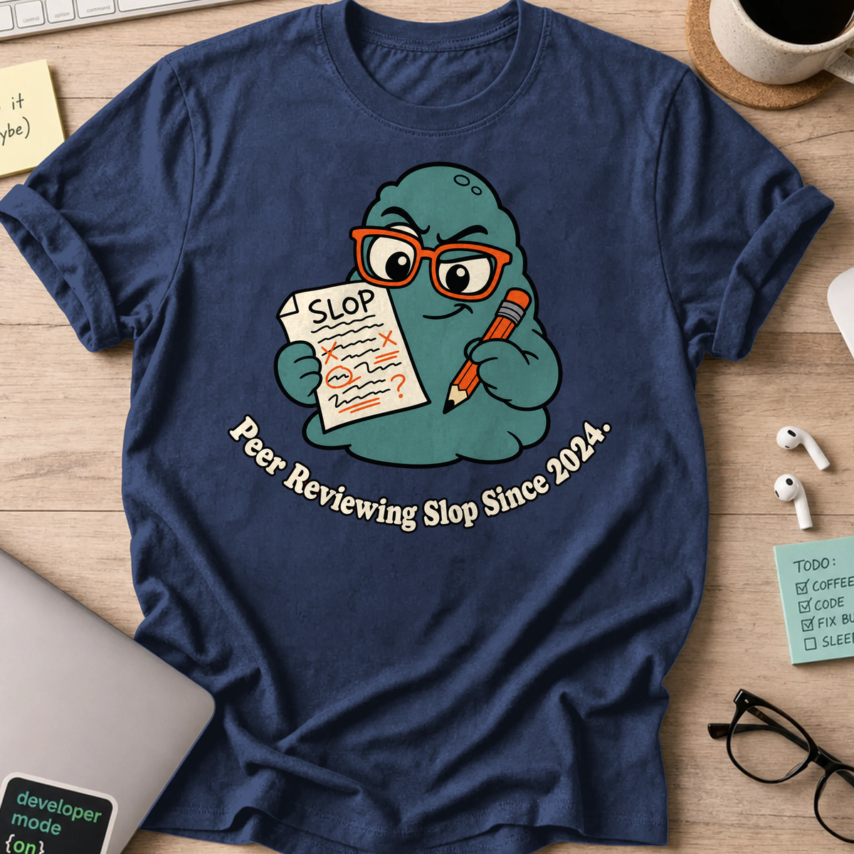 Peer Reviewing Slop Since 2024 Shirt - Navy
