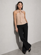 Polo Collar Tie Shirt Women's Design Vest - Pink Premium Fabric Finish Seated Or Lean