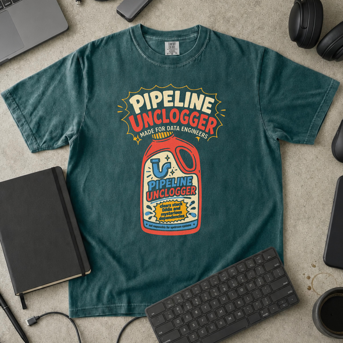 Pipeline Unclogger Premium Shirt — blue spruce Premium Shirt mock-up