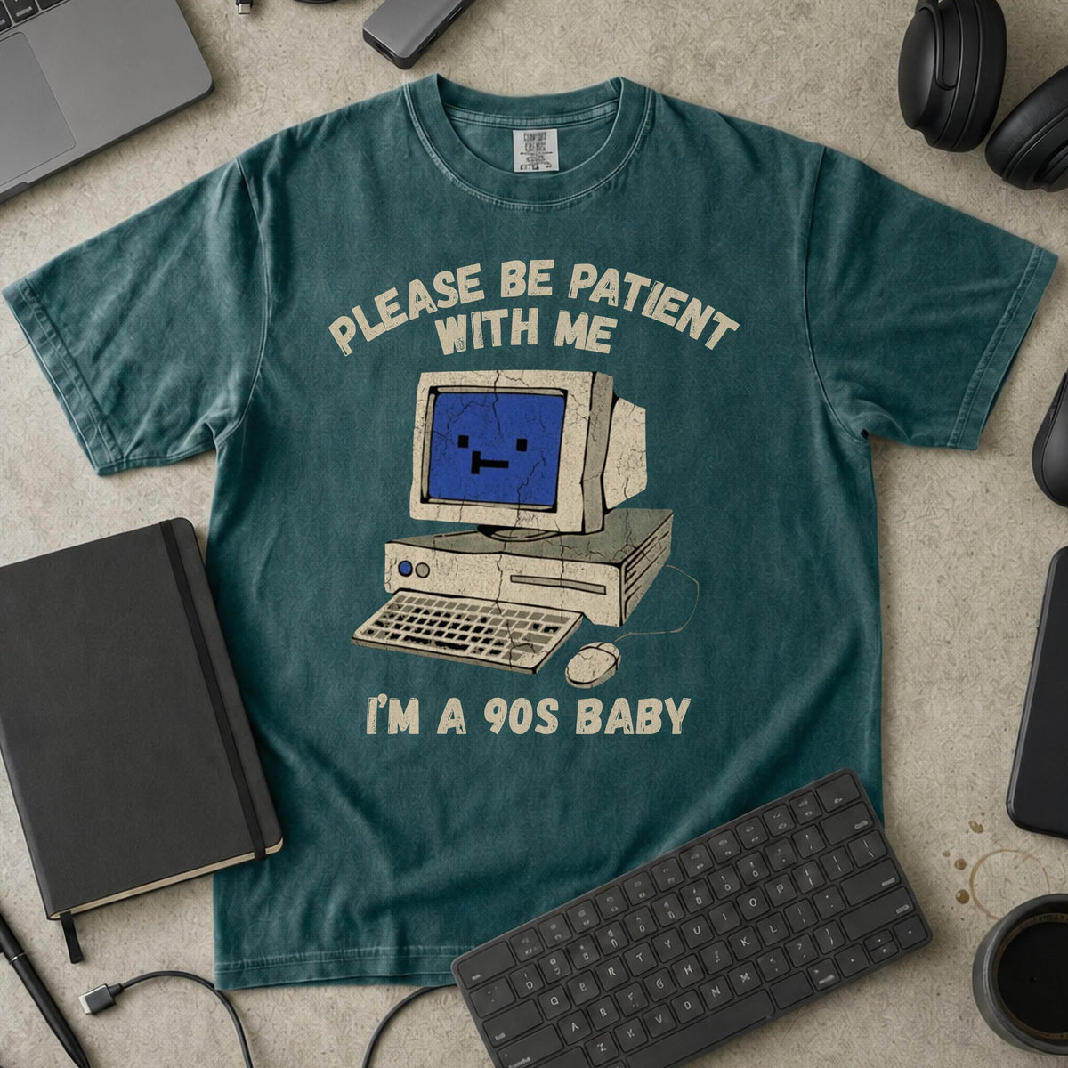 Please Be Patient I'm A 90s Baby Premium Shirt — blue spruce Premium Shirt mock-up