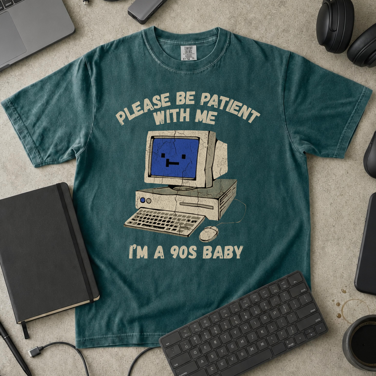 Please Be Patient I'm A 90s Baby Premium Shirt — blue spruce Premium Shirt mock-up