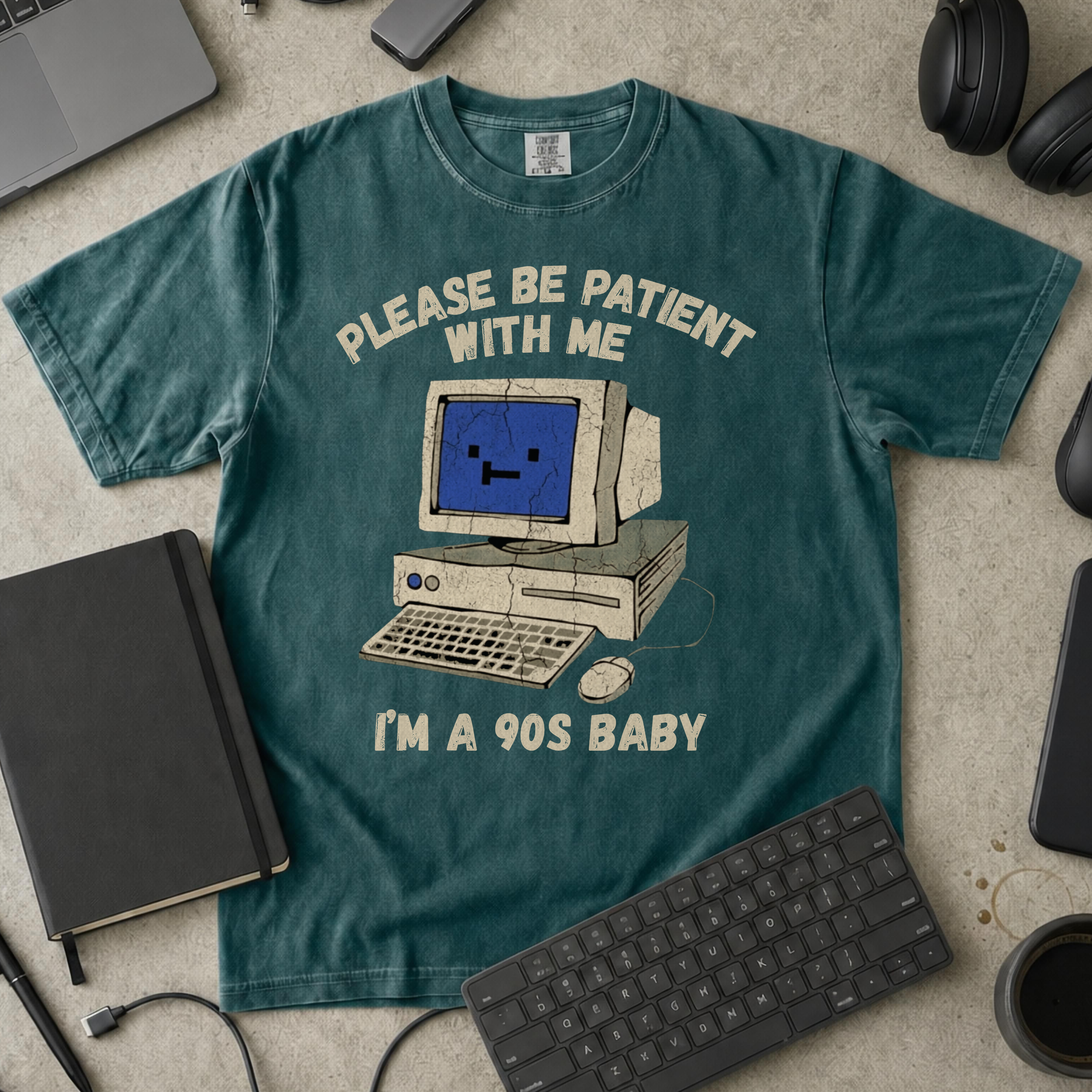 Please Be Patient I'm A 90s Baby Premium Shirt — blue spruce Premium Shirt mock-up