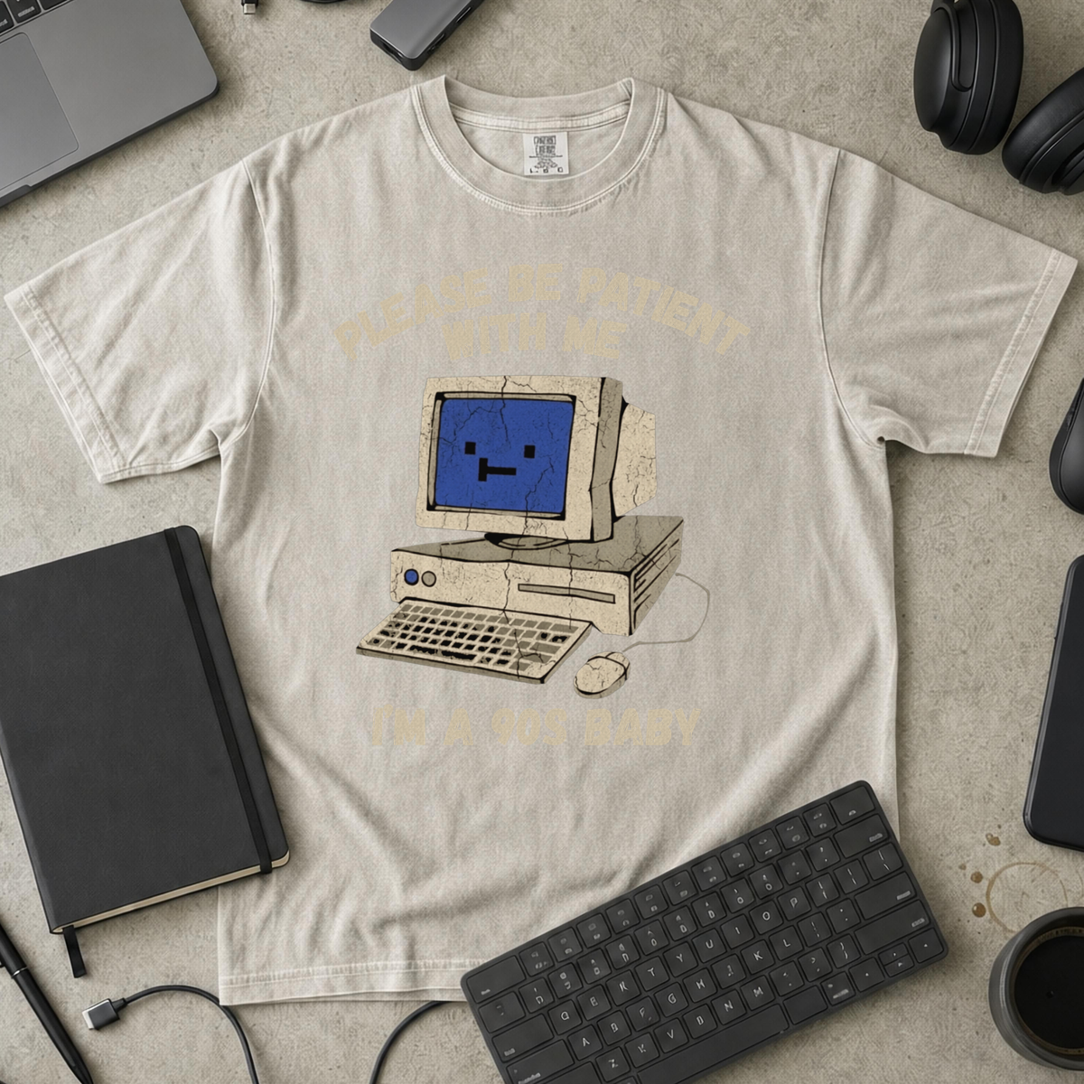 Please Be Patient I'm A 90s Baby Premium Shirt — ivory Premium Shirt mock-up