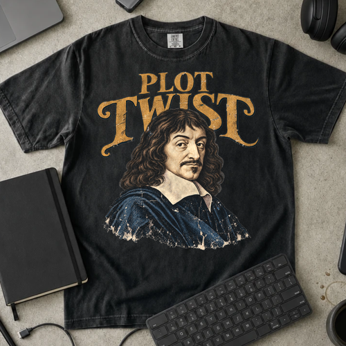 Plot Twist Shirt — Black Comfort Colors 1717 flat lay