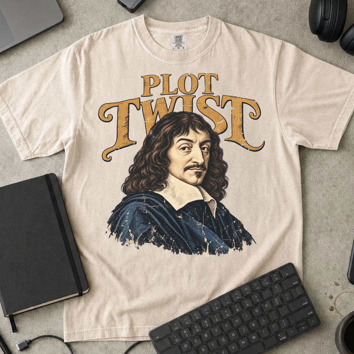 Plot Twist Shirt — Ivory Comfort Colors 1717 flat lay