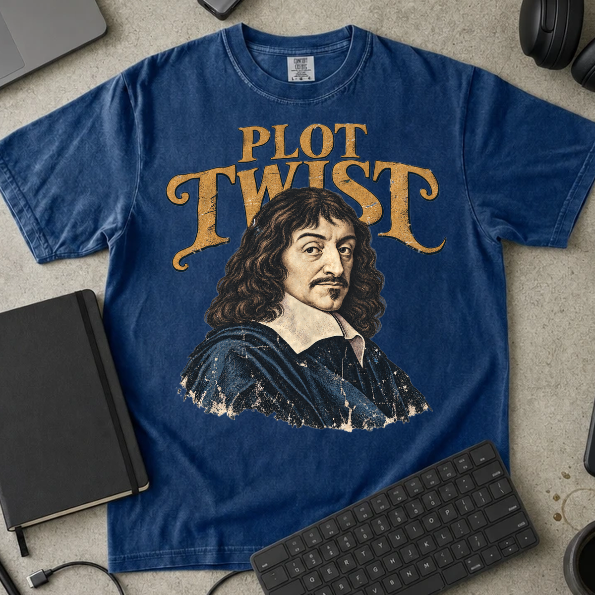 Plot Twist Shirt — True Navy Comfort Colors 1717 flat lay