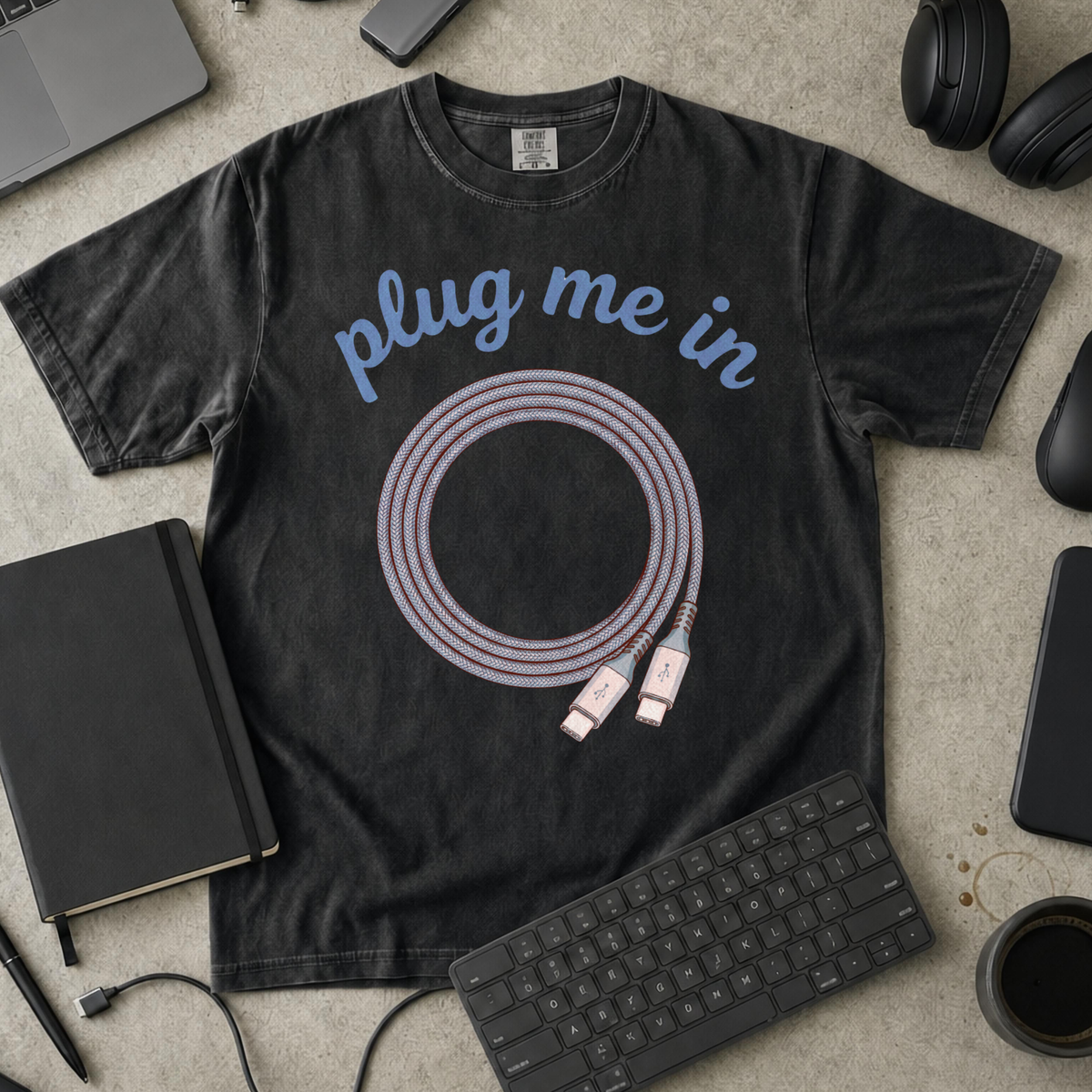 Plug Me In Premium Shirt — black Premium Shirt mock-up