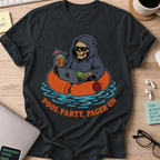 Pool Party, Pager On Shirt — Black storefront mockup