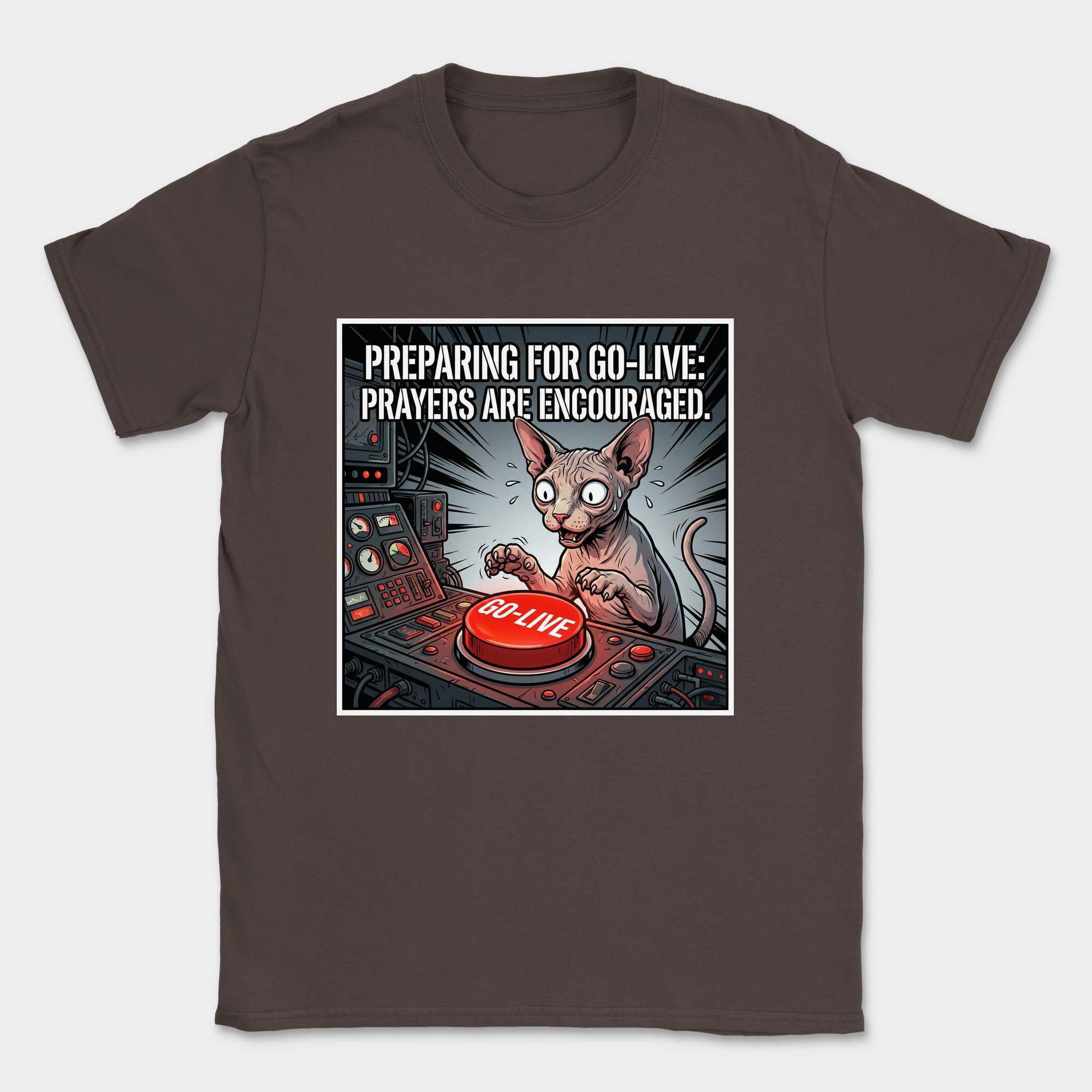 preparing for go-live shirt — Dark Chocolate