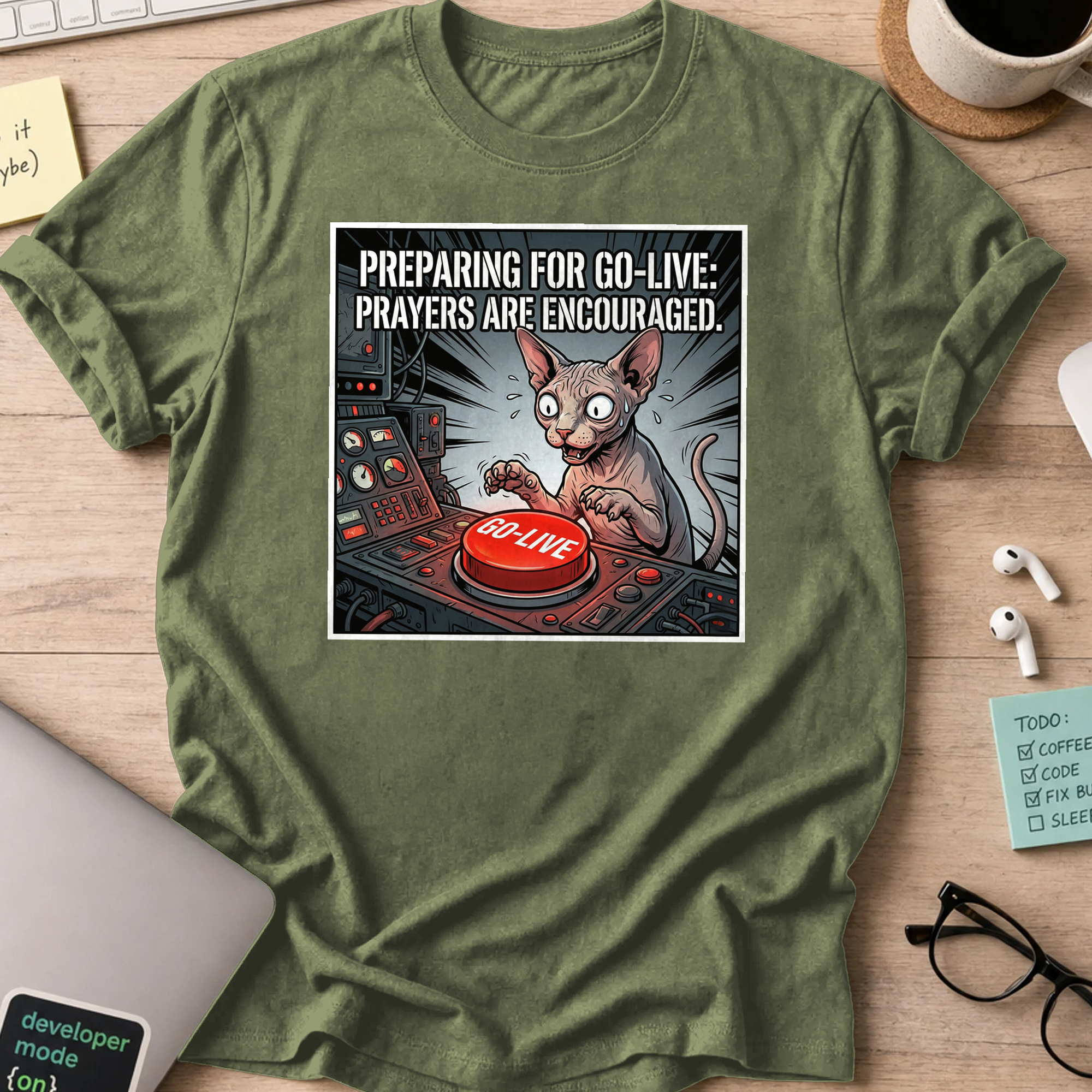 preparing for go-live shirt - Military Green