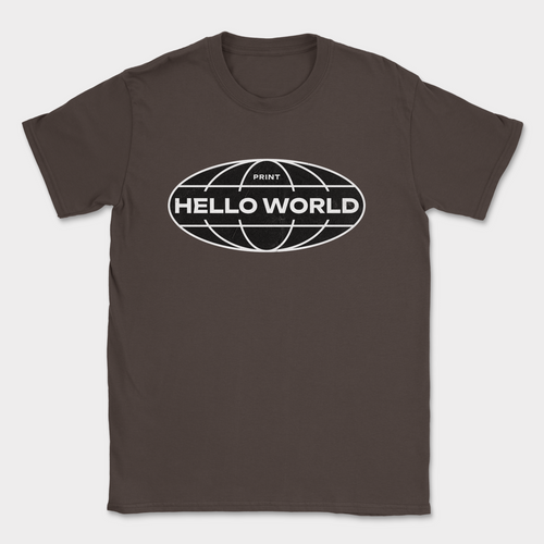 print hello world street shirt — Dark Chocolate