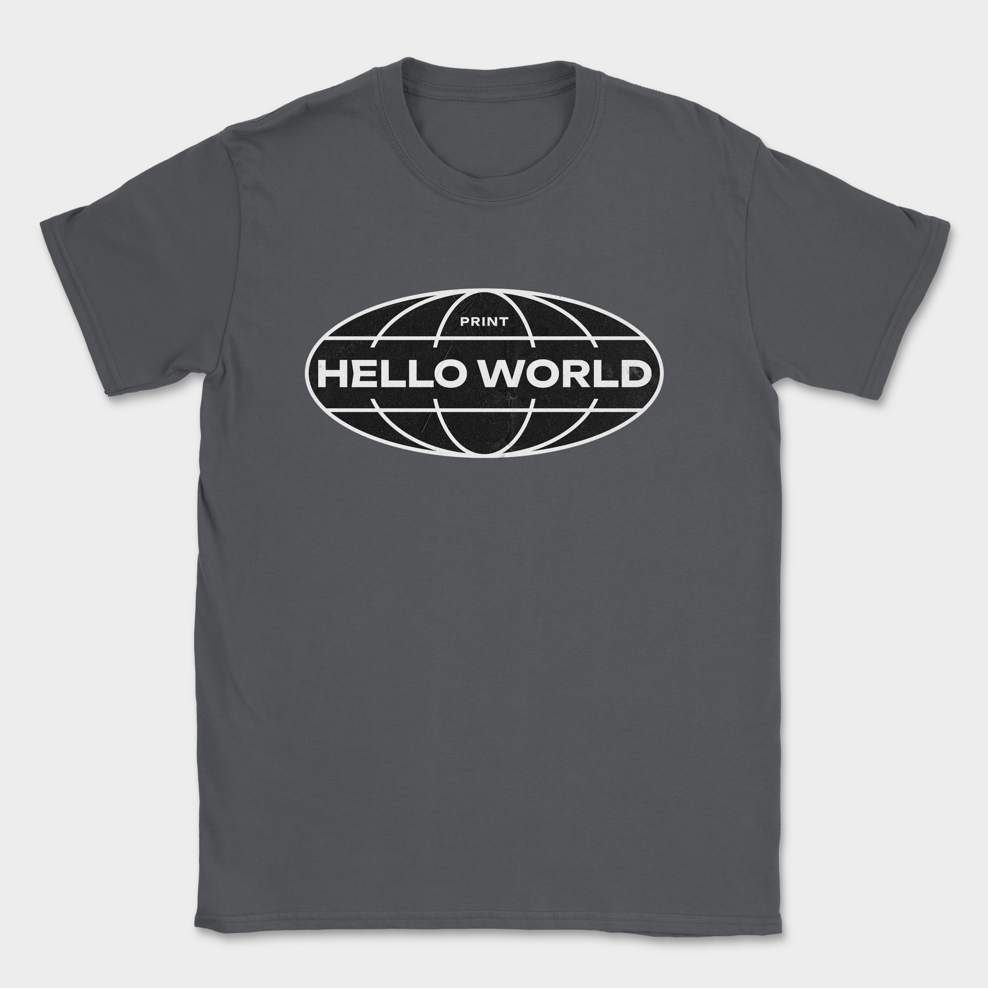 print hello world street shirt — Dark Heather Grey