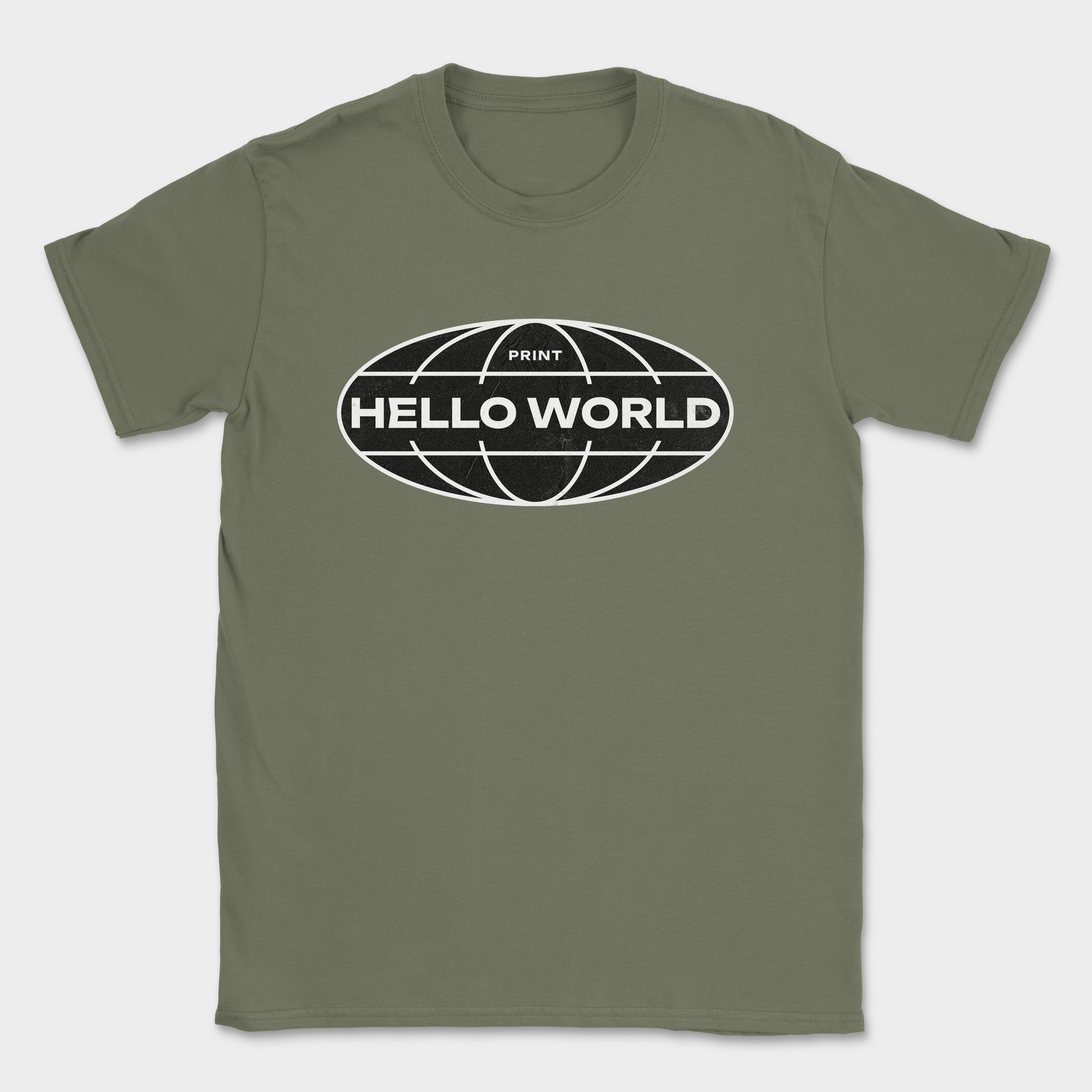 print hello world street shirt — Military Green