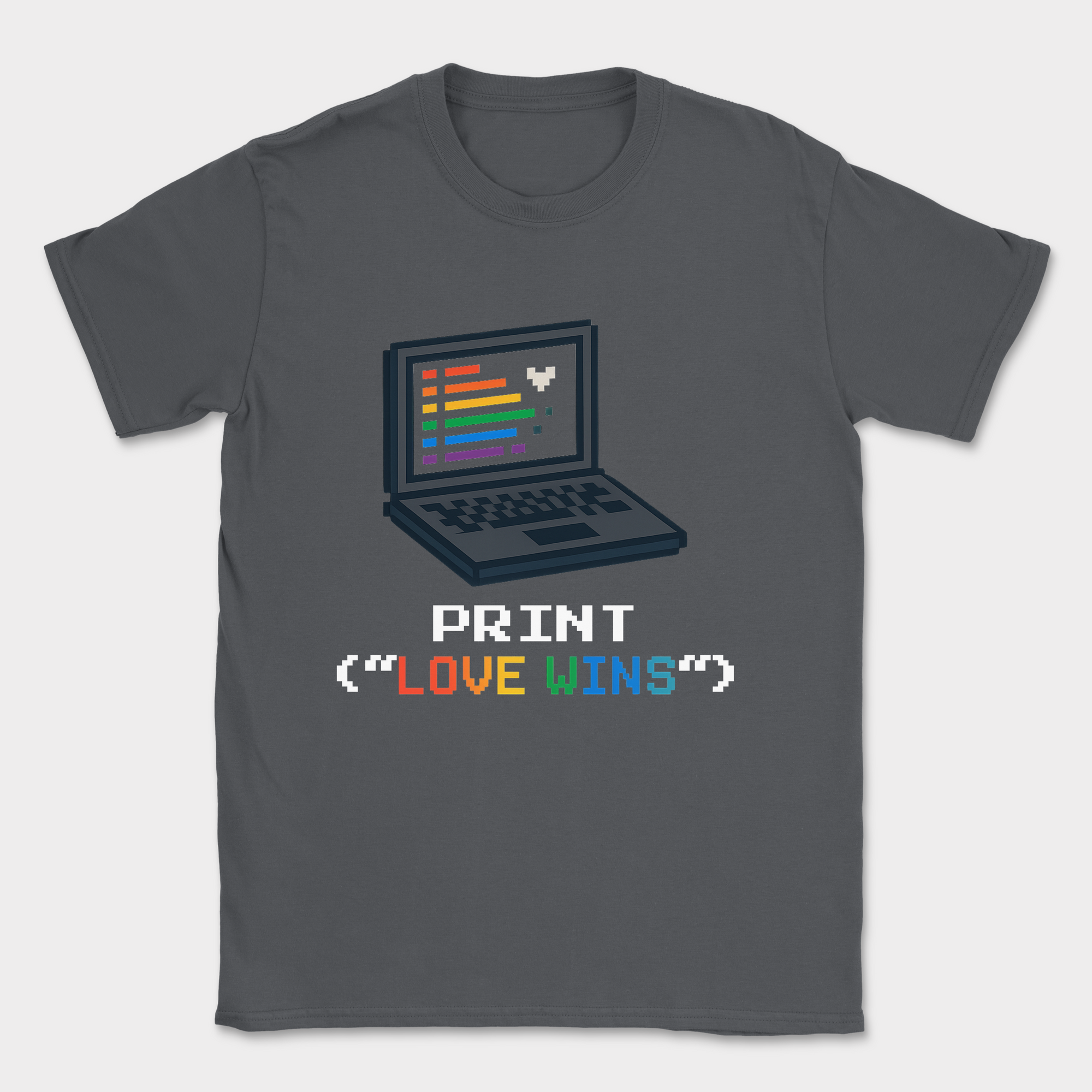 print LOVE WINS shirt — Dark Heather Grey