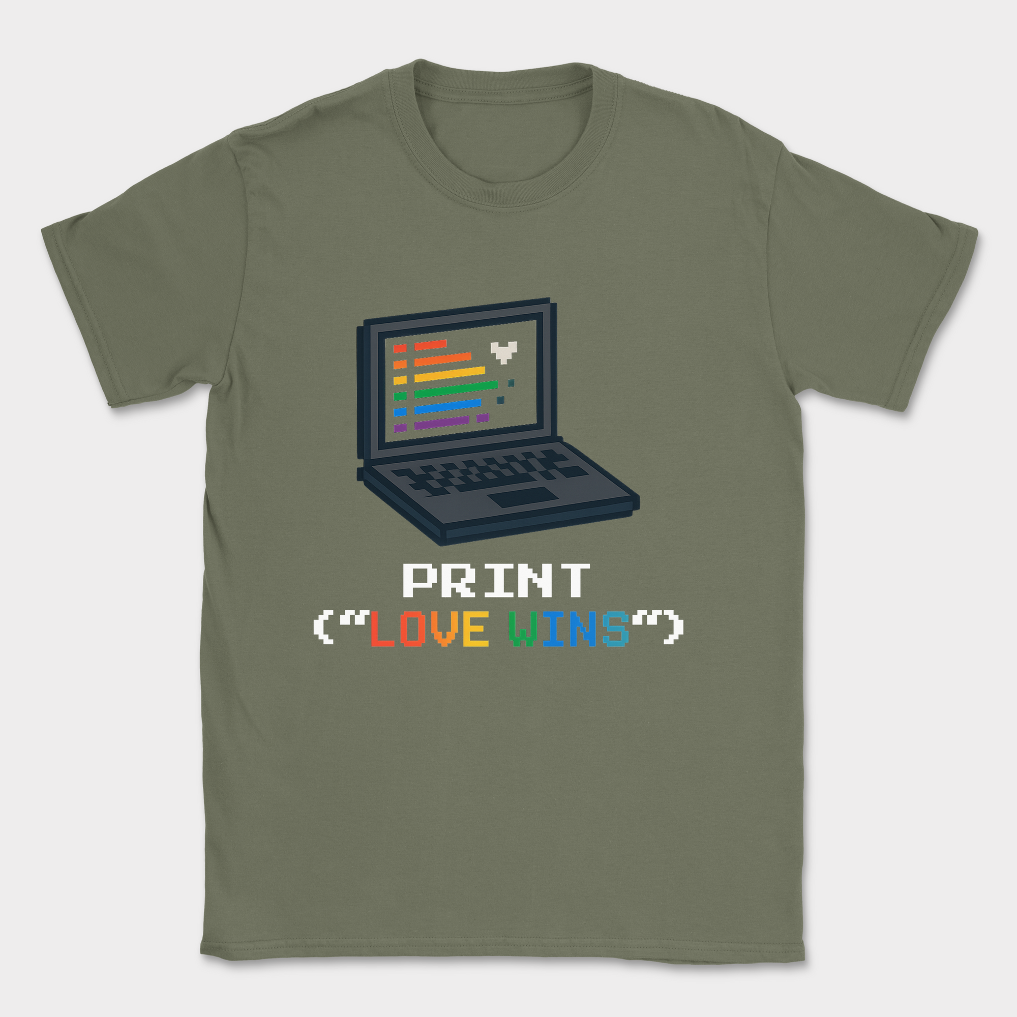 print LOVE WINS shirt — Military Green